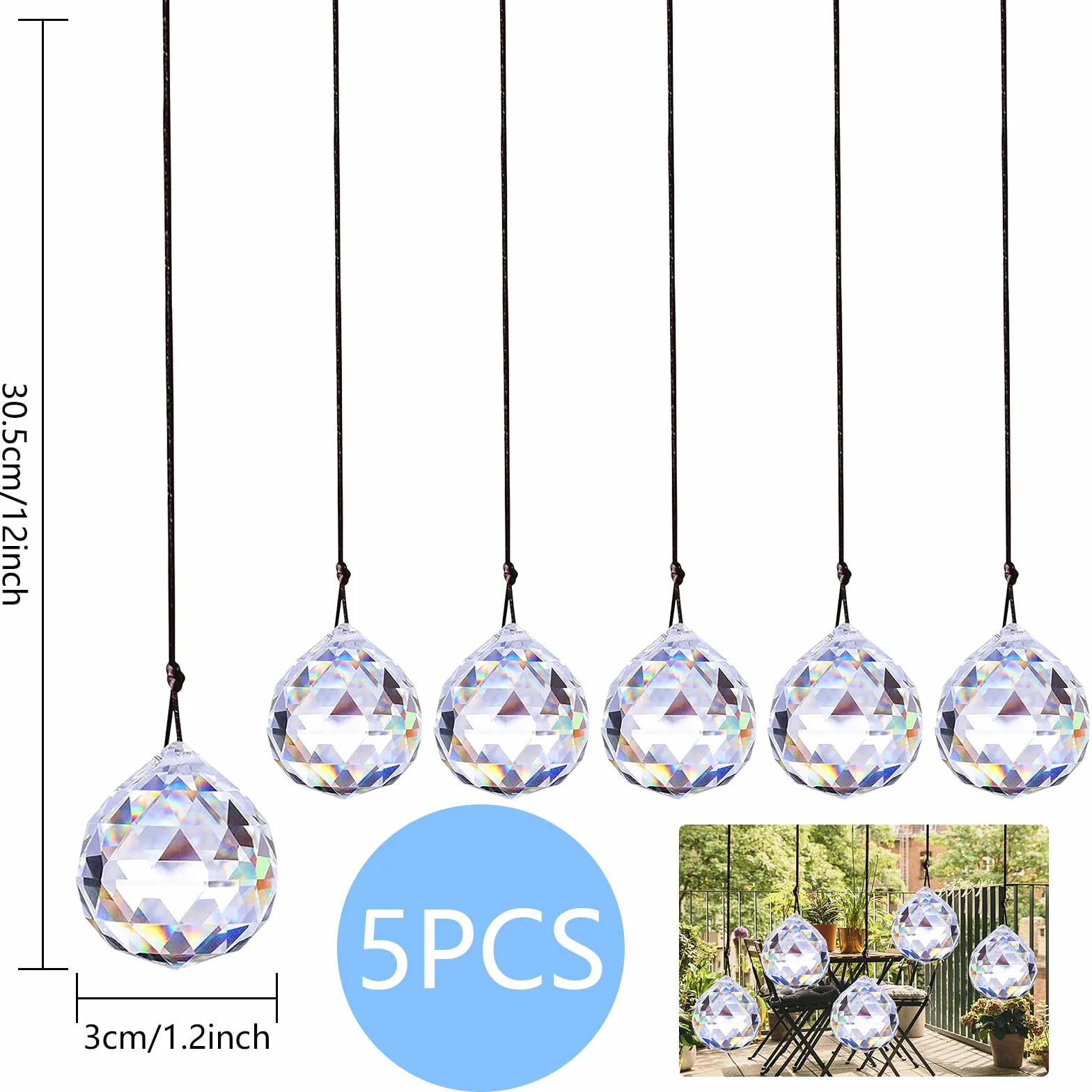 Atrapasueños de Cristal Arco Iris Colgantes Decoración para Jardín Multicolor