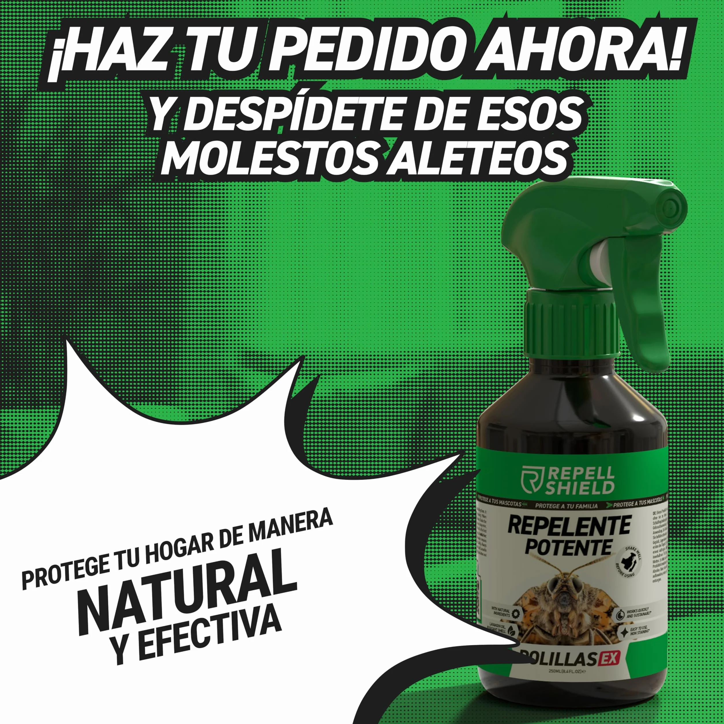 RepellShield® Spray Antipolillas para Ropa Armario y Cocina 250ml - Alternativa a Trampas Polillas