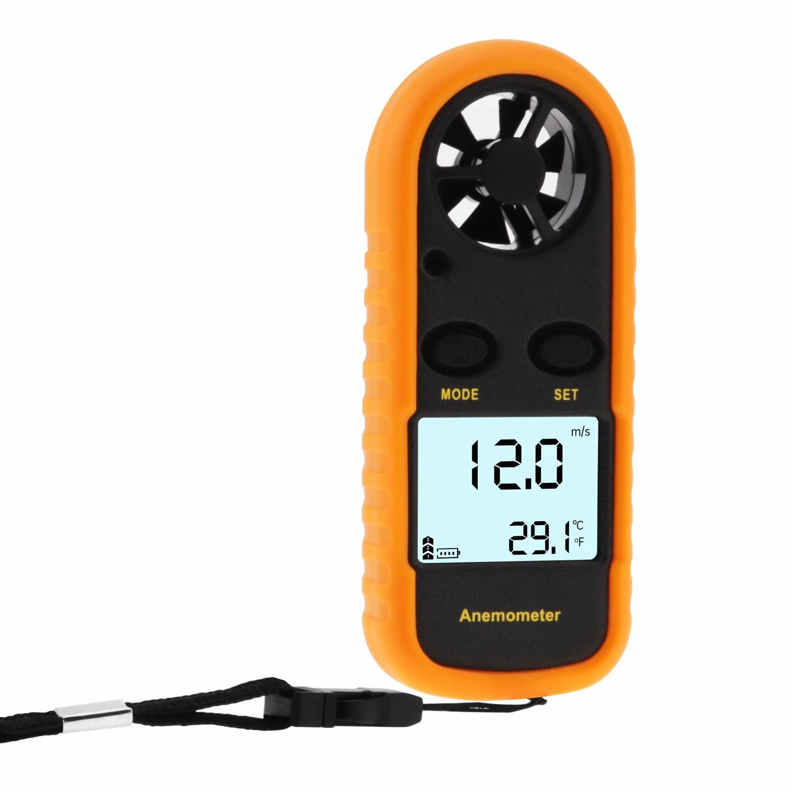 Anemómetro de mano digital con pantalla LCD, medidor de velocidad del viento MAX/MIN/AVG para cometas y meteorología