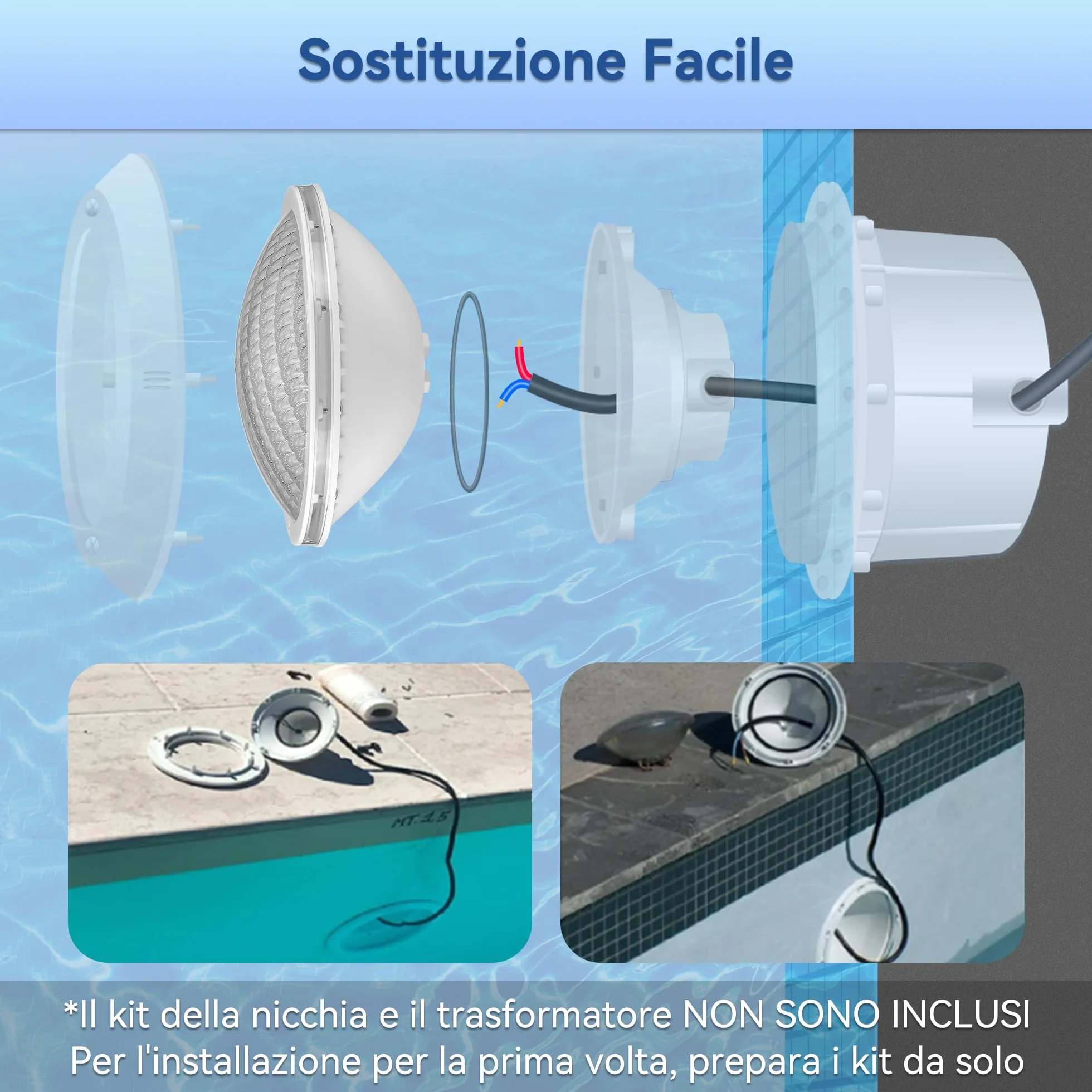 LyLmLe LED Piscina PAR56 18W Foco Sumergible 1800lm 120° IP68 12V DC/AC 6000K