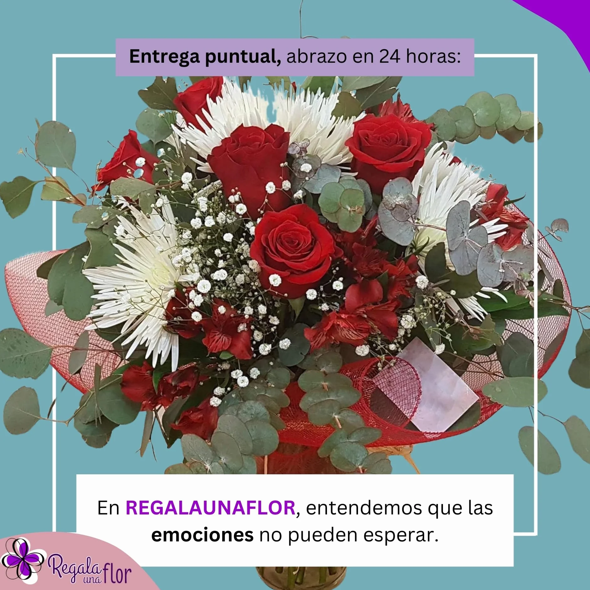 Ramo de flores naturales a domicilio con tarjeta de dedicatoria - Entrega 24 horas