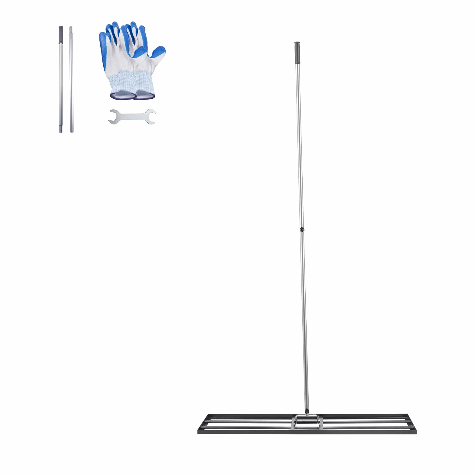 VEVOR Nivelador de Césped con Mango, Placa de Suelo de 254 x 1219 mm, Acero al Carbono, 2 Alturas Ajustables