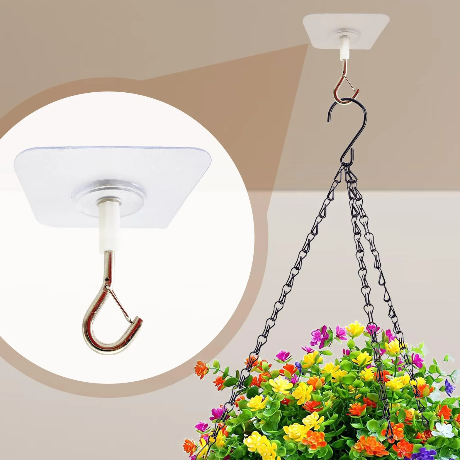 Ganchos Para Plantas De Techo Autoadhesivos Con Hebilla De Seguridad Colgador Resistente Uso Intensivo Hogar