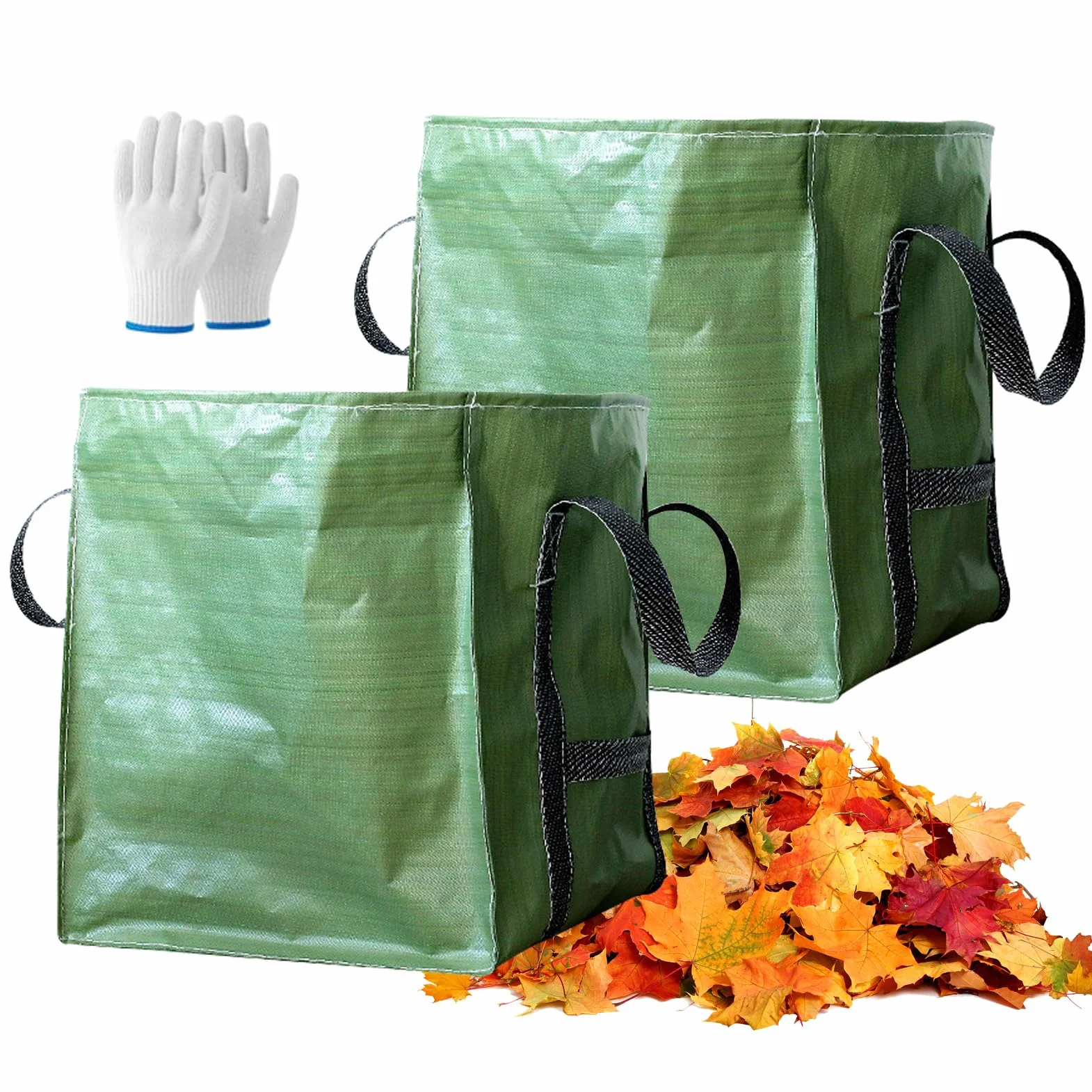 2 Bolsas de Basura de Jardín, 150 l, Bolsas de Jardín Reutilizables Resistentes, Tela Industrial y Asas, Bolsas de Basura de Jardín para Recoger Residuos de Plantas, Hierba y Hojas