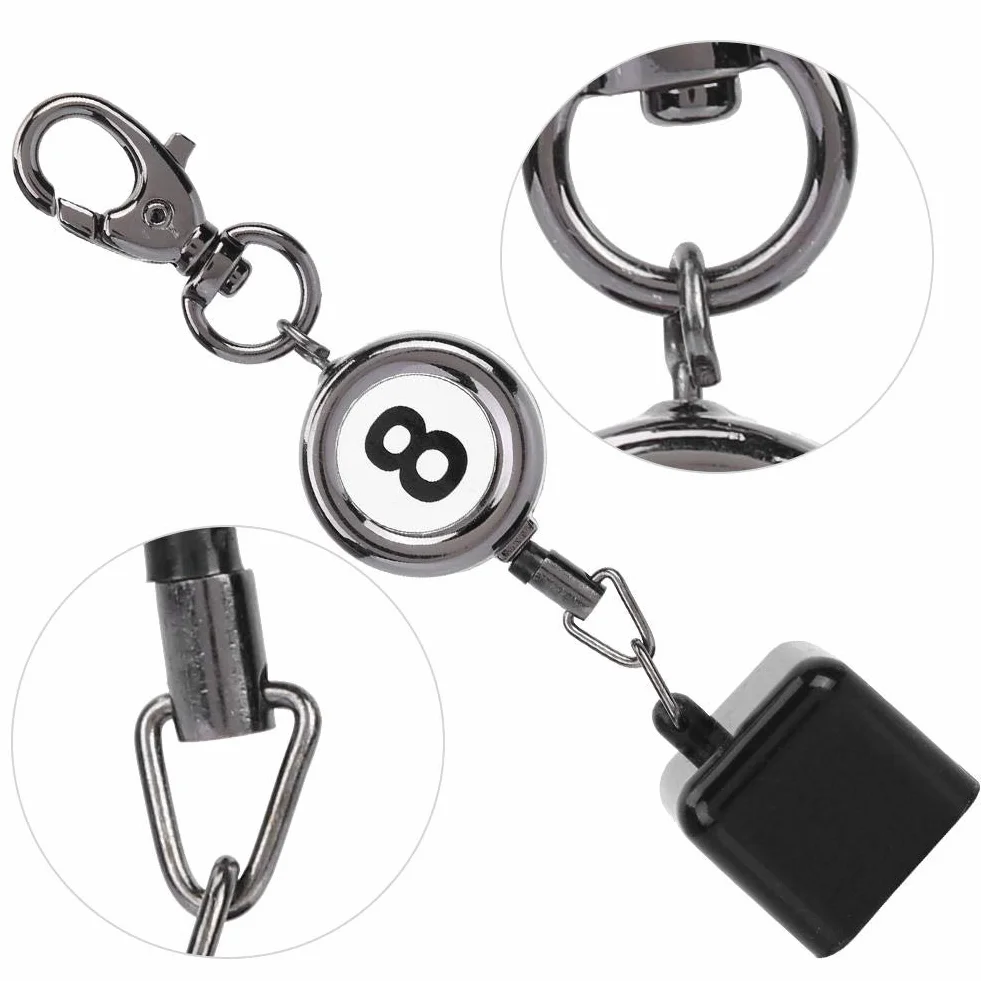 VIFER Soporte de Tiza de Billar Retractable Snooker Pool Cue Porta Tizas Llavero Negro