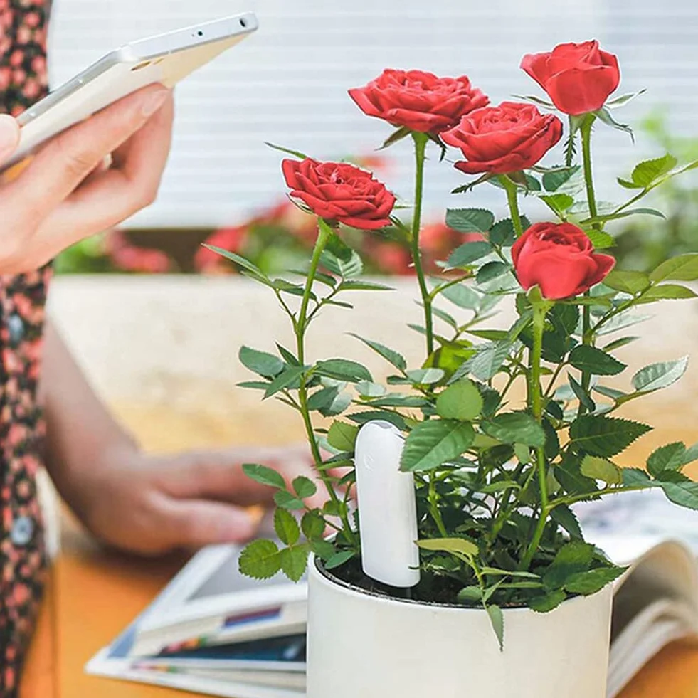 Medidor Humedad Plantas 4 en 1, Higrómetro Digital Inteligente con Monitoreo Humedad/Luz/Fertilidad/Temperatura, Compatible con Mijia APP