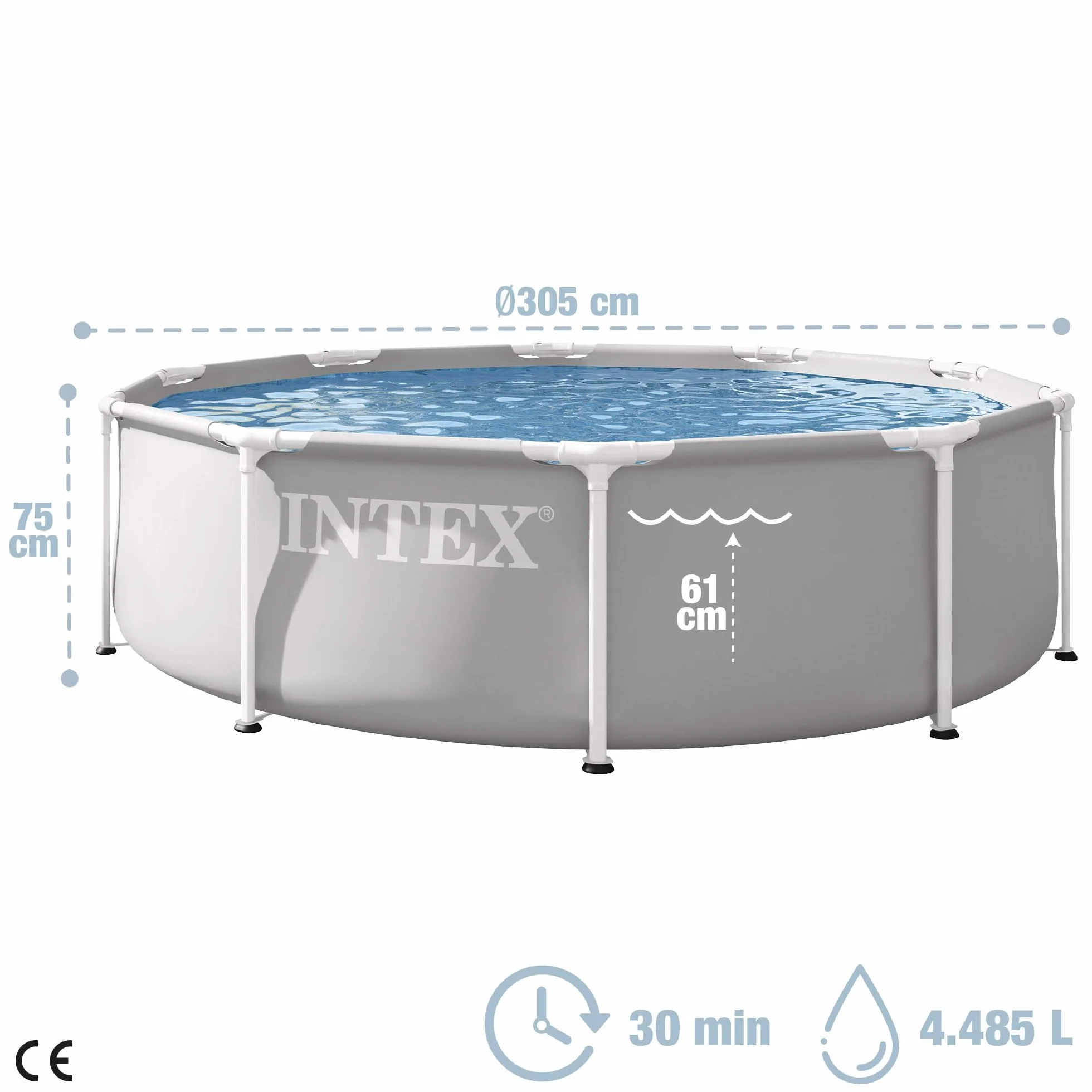 Intex Piscina Desmontable 305x75 cm 4485 litros Estructura metálica 4 Personas Incluye Depuradora Conexiones 32 mm