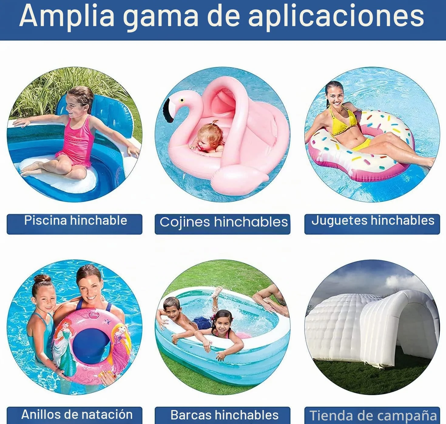 Kit de parches para piscina autoadhesivos subacuáticos, PVC, 20 piezas