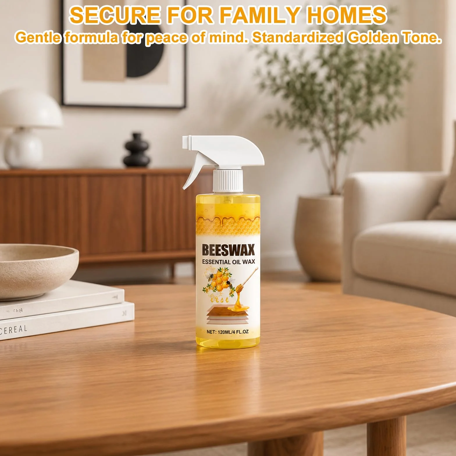 Cera de Abejas Spray para Muebles 120ML, Limpiador Protector Madera Natural con Esponja y Paño
