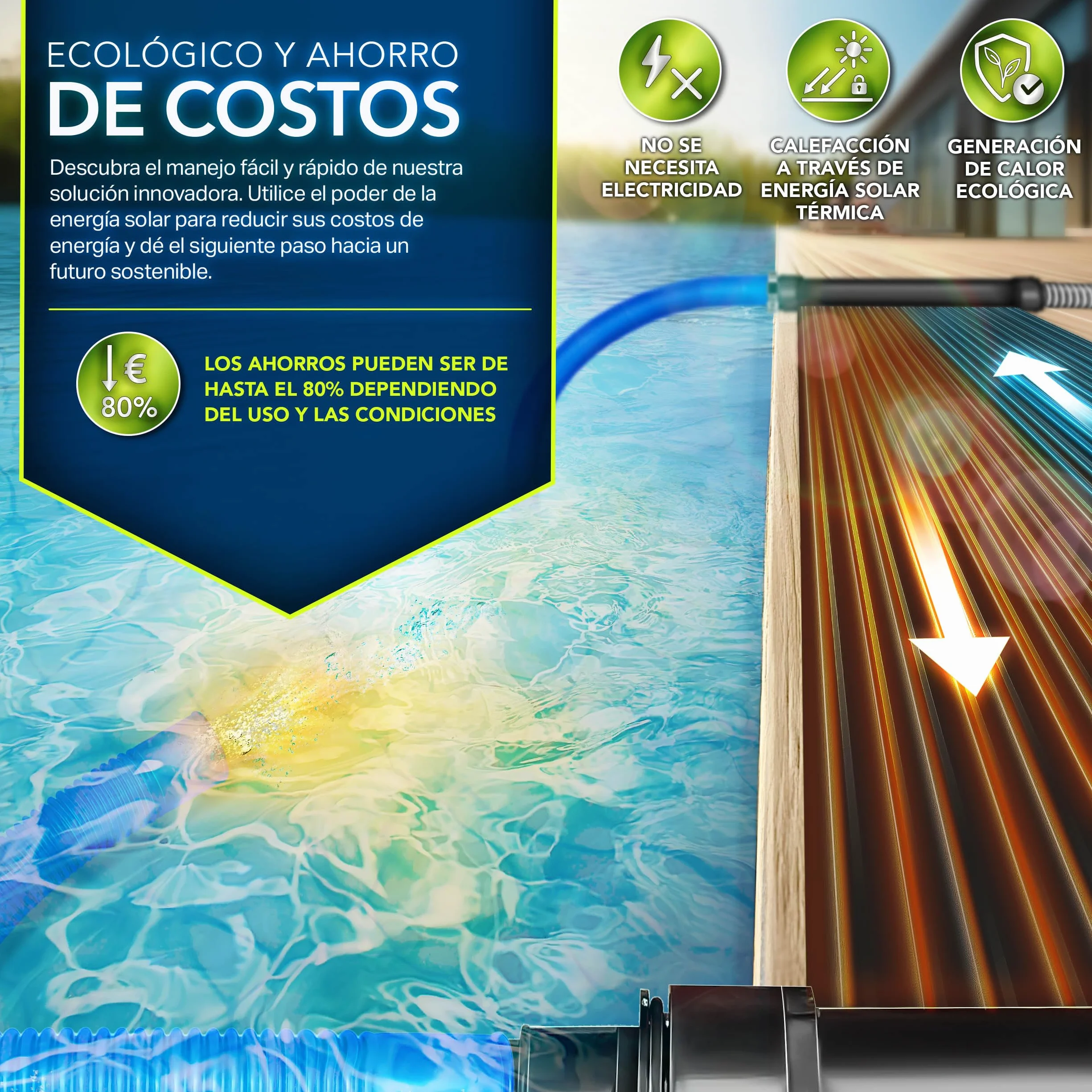 Tillvex Calefactor Solar para Piscina 76 x 300cm Panel Solar Calentador de Agua