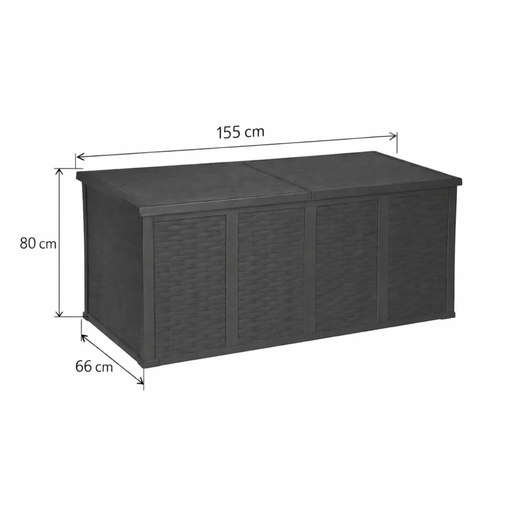 Baúl de Almacenaje para Jardín Acomoda Textil 750L Antracita 155x66x80 cm Resina