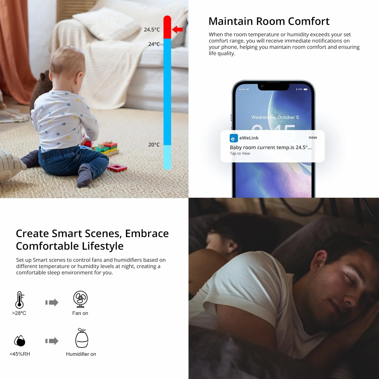 SONOFF SNZB-02P ZigBee Sensor de Temperatura y Humedad, Compatible con Google Alexa SmartThings