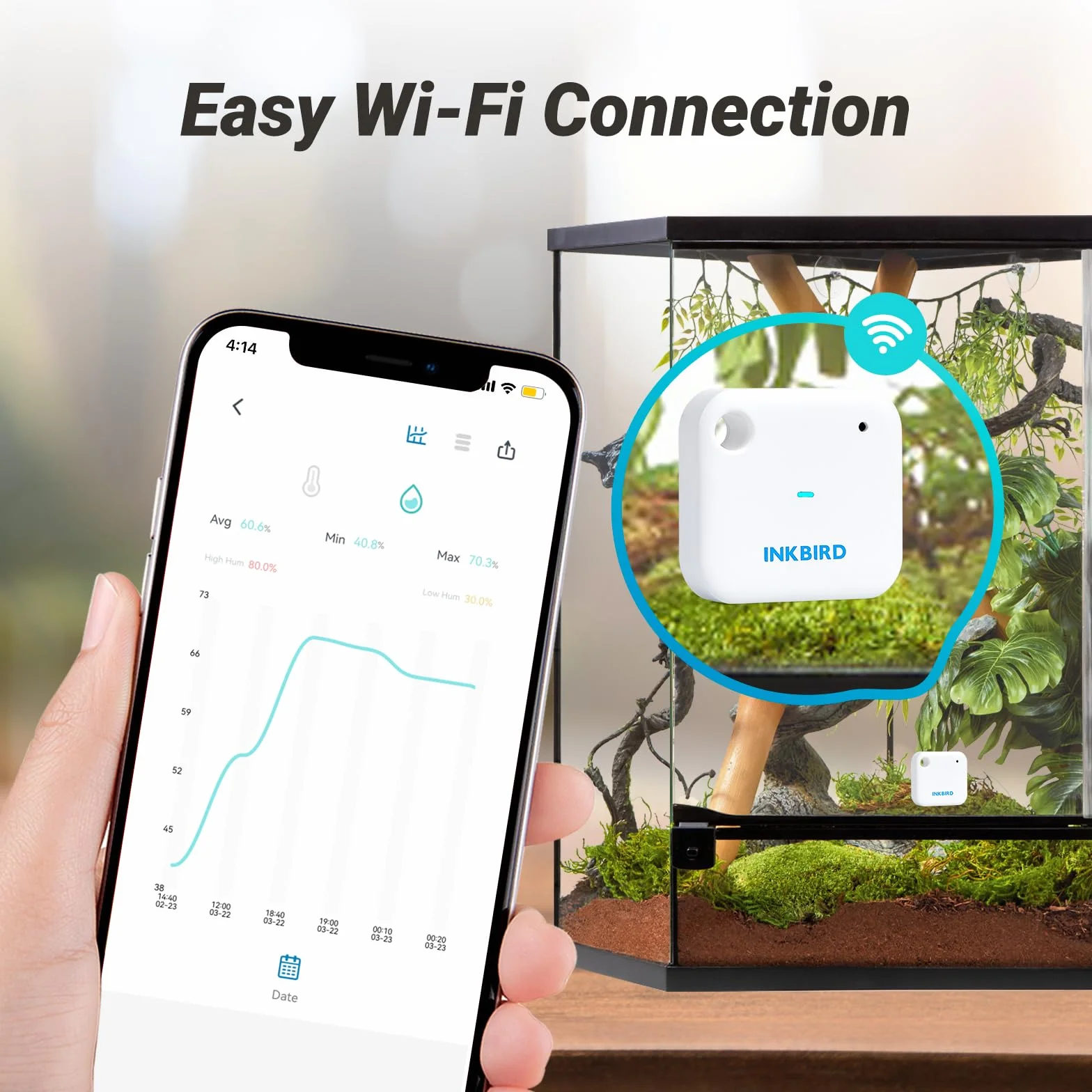Inkbird Termómetro Higrómetro WiFi Sensor Temperatura Interior App Alerta Almacenamiento Datos Digital Invernadero Bodega Planta Mascota