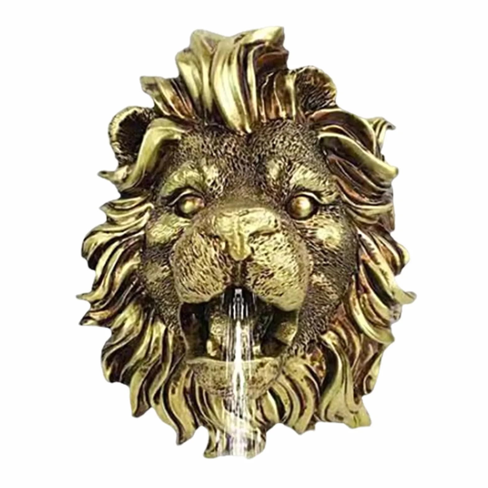 Caño Para Fuente, Escupitajo Rociador Con Adorno Dorado De León, Resina Natural Accesorio Para Estanque