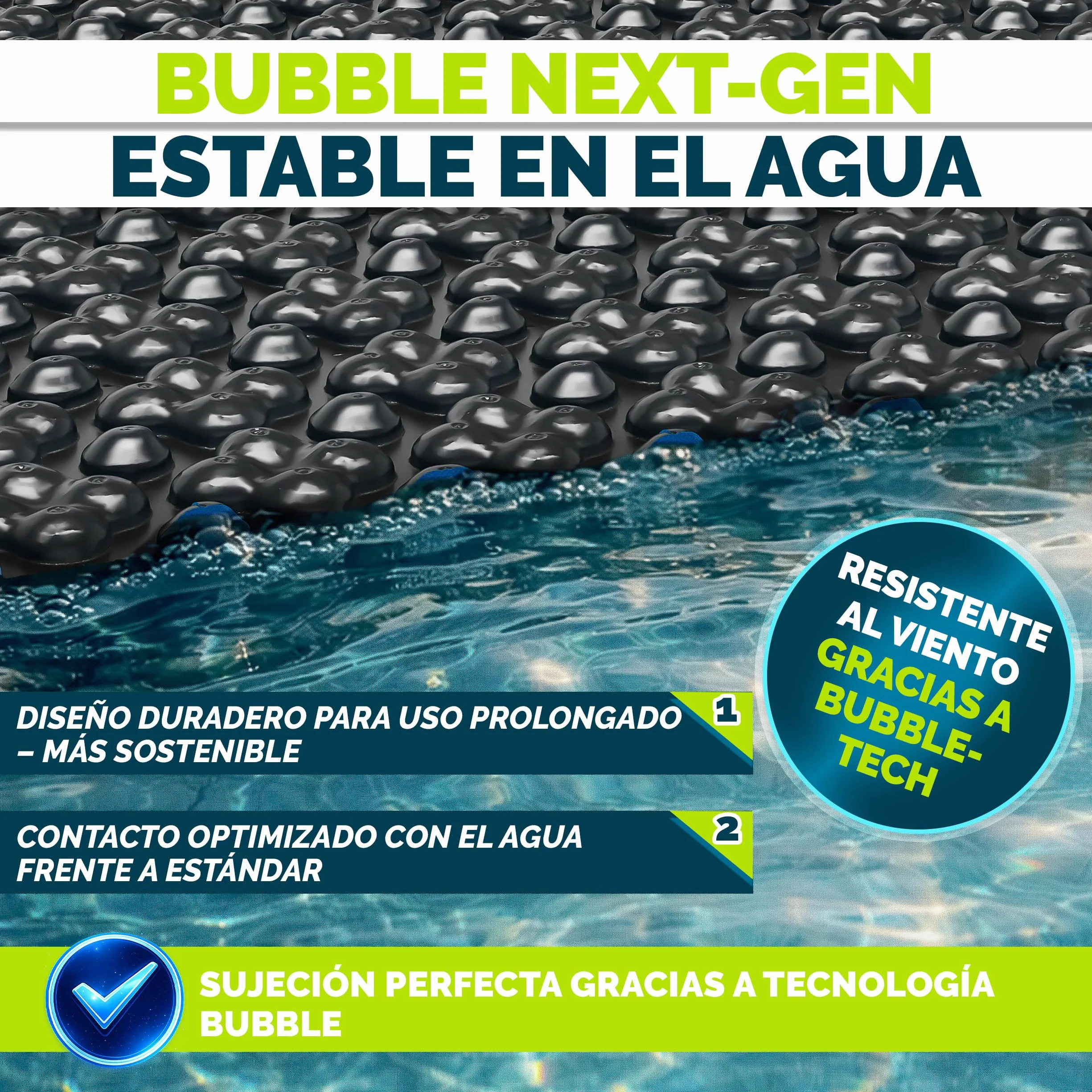 tillvex® Elite Lona Solar para Piscina 400 µm Rectangular 732 x 366 cm Cubierta Térmica Recortable ProHeat QB4