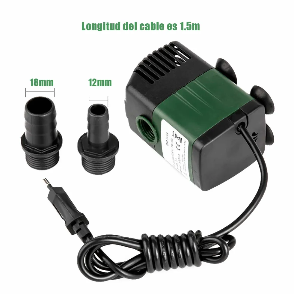 Bomba de Agua Sumergible 1500L/H 25W para Acuario Estanque con 2 Boquillas