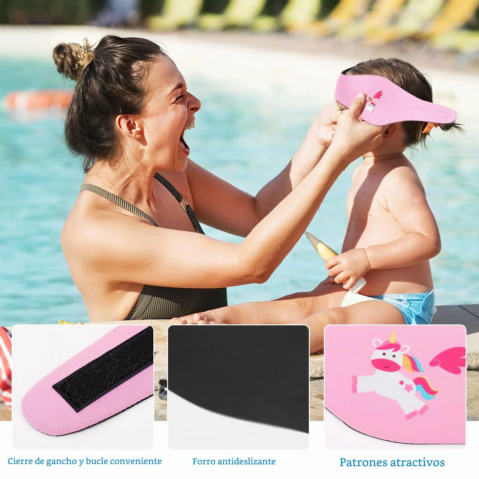 HeySplash Banda para Cabeza de Natación de Neopreno para Niños, Diadema Ajustable Antideslizante para Surf Buceo