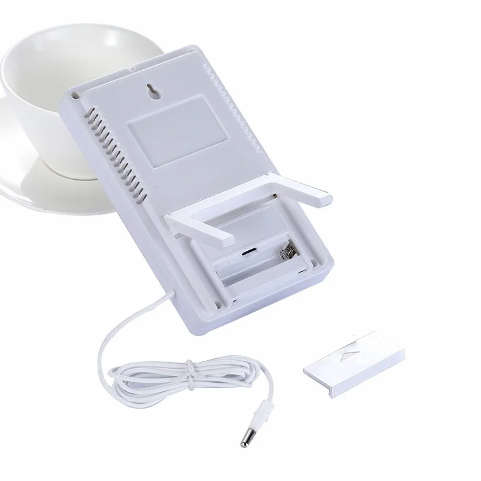 Termómetro Higrómetro LCD Digital con Sensor de Cable 1.5 m Interior Exterior Medidor de Humedad Temperatura Blanco