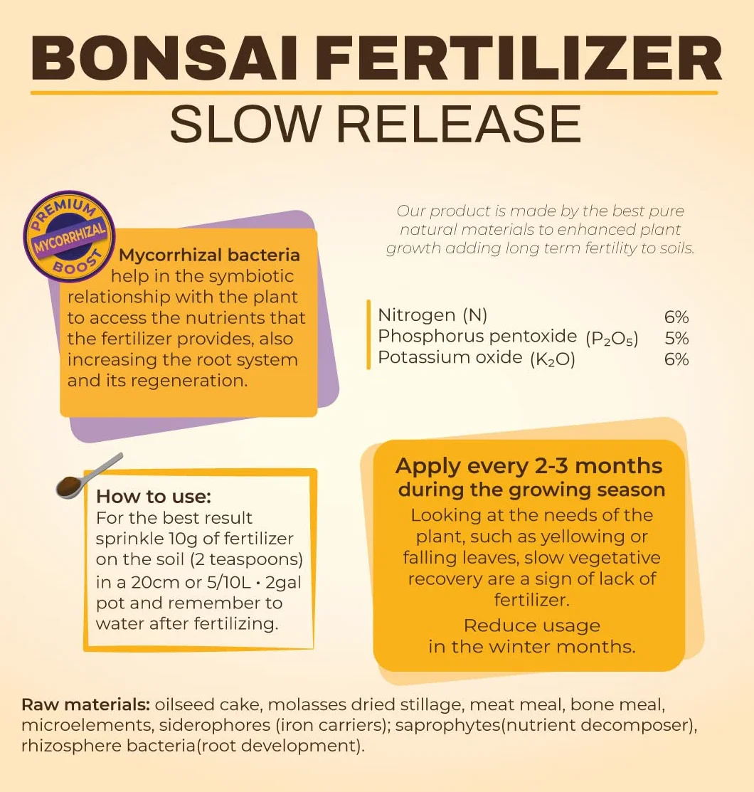 Fertilizante Orgánico para Bonsai, Alimento Completo de Liberación Lenta, 150g