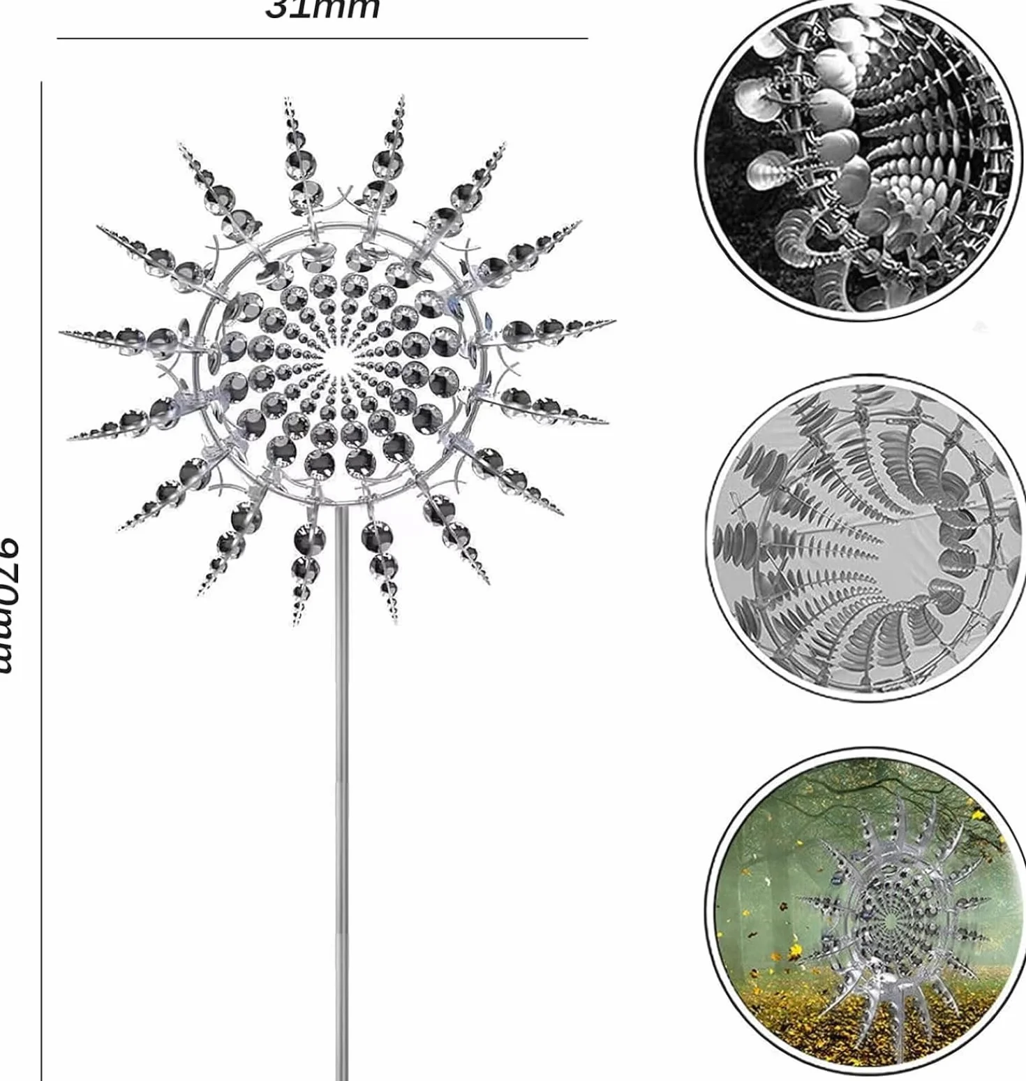 Molino de Viento Metálico 3D Kinetic Wind Spinner para Jardín