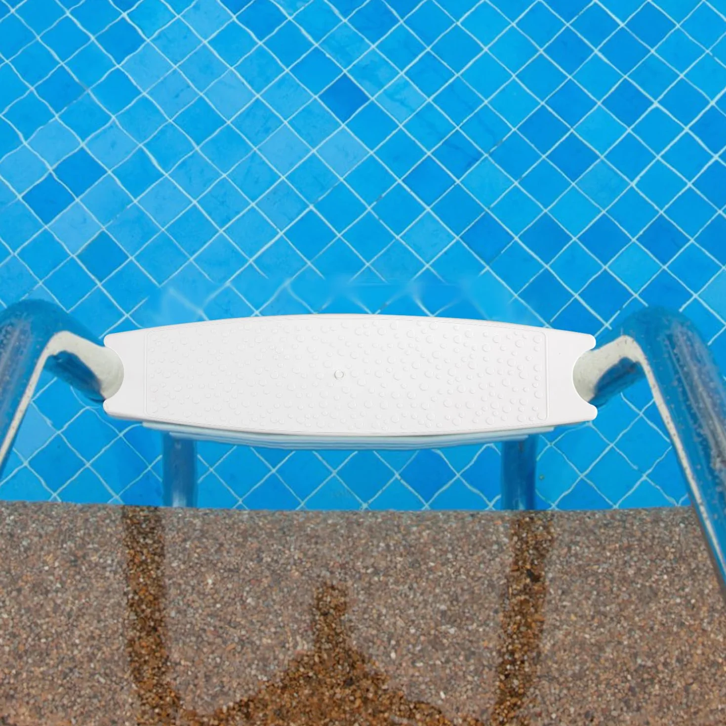KINBOM Escalera de repuesto de plástico 3 peldaños para piscina blanca PP