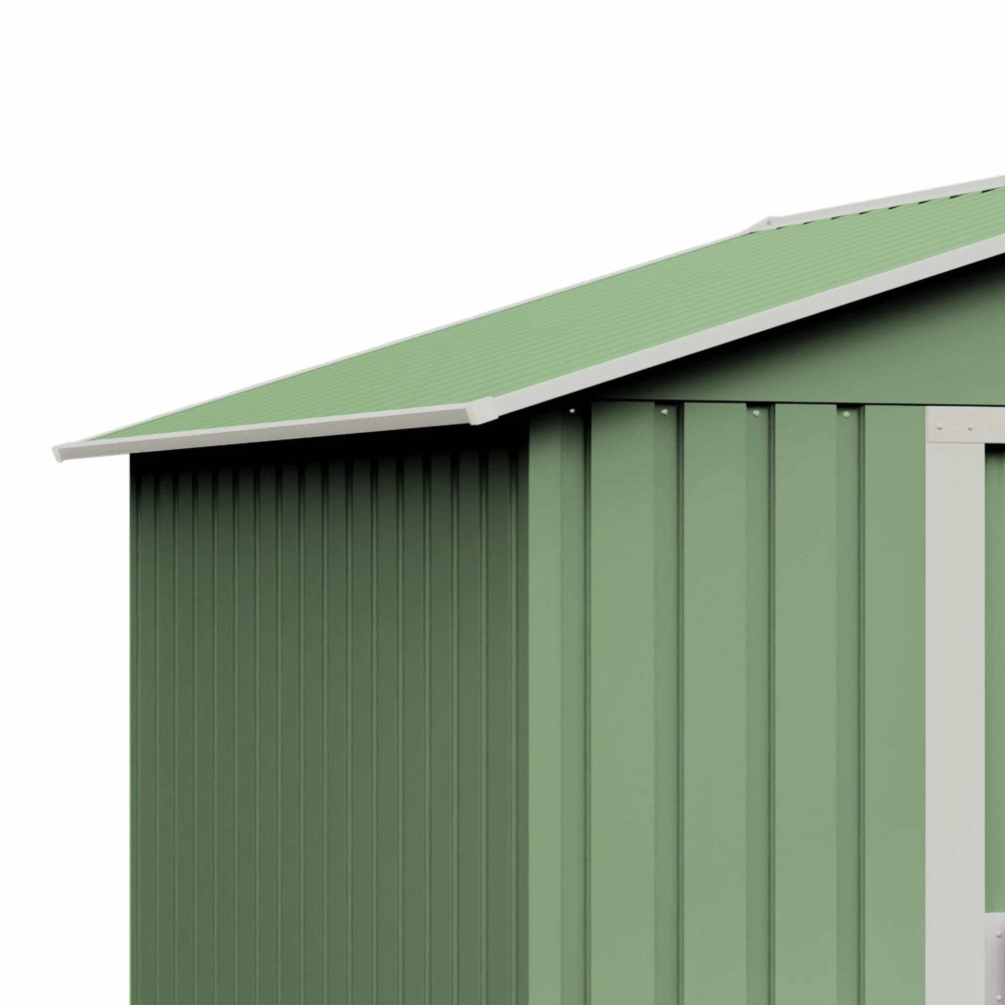 Wasabi Caseta Jardín Exterior 5,27 m2 Light Green Doble Puerta Corredera Cobertizo Metálico Almacenaje