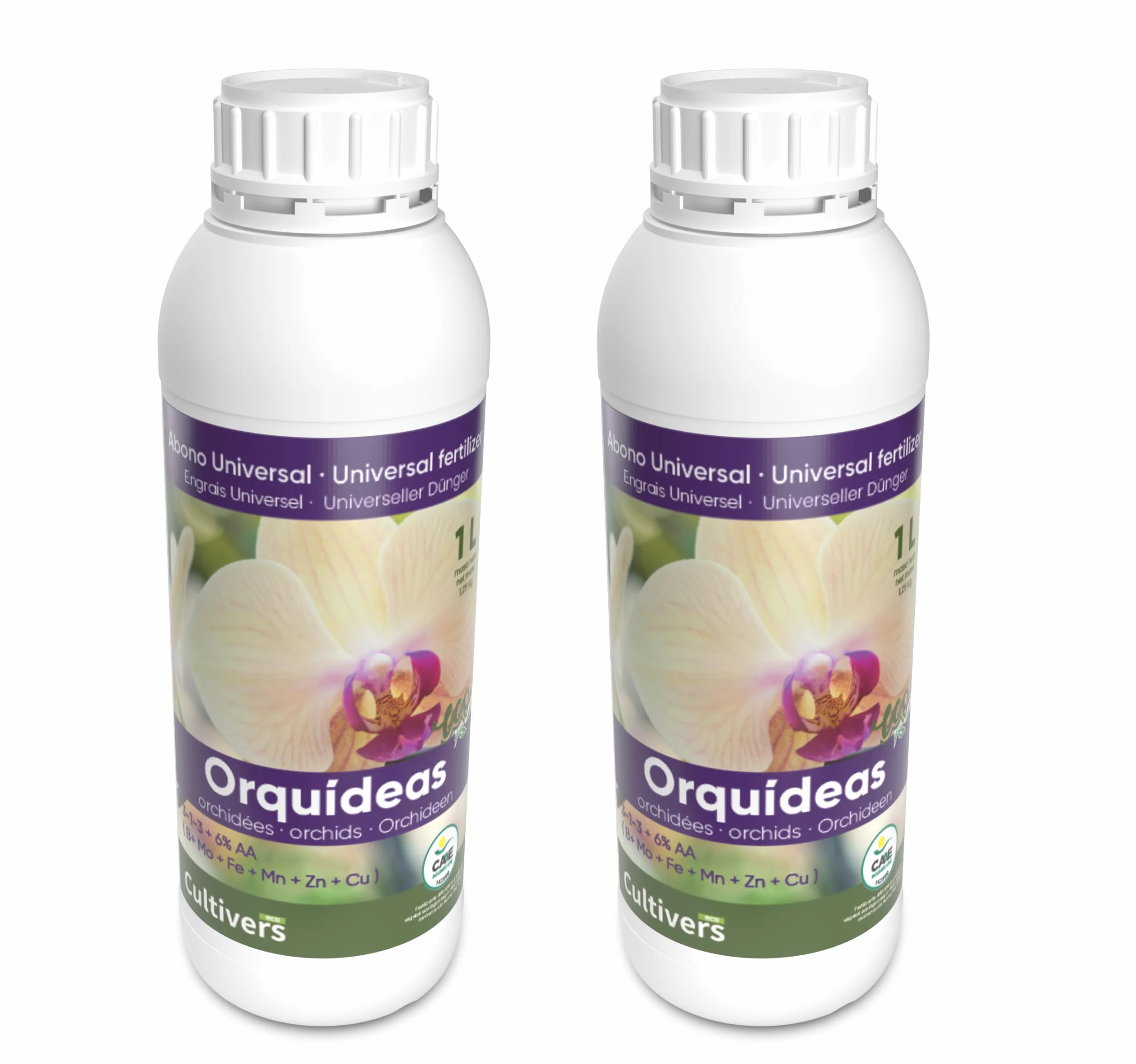 CULTIVERS Fertilizante Orquídeas Ecológico Líquido 2x1L Abono Orgánico