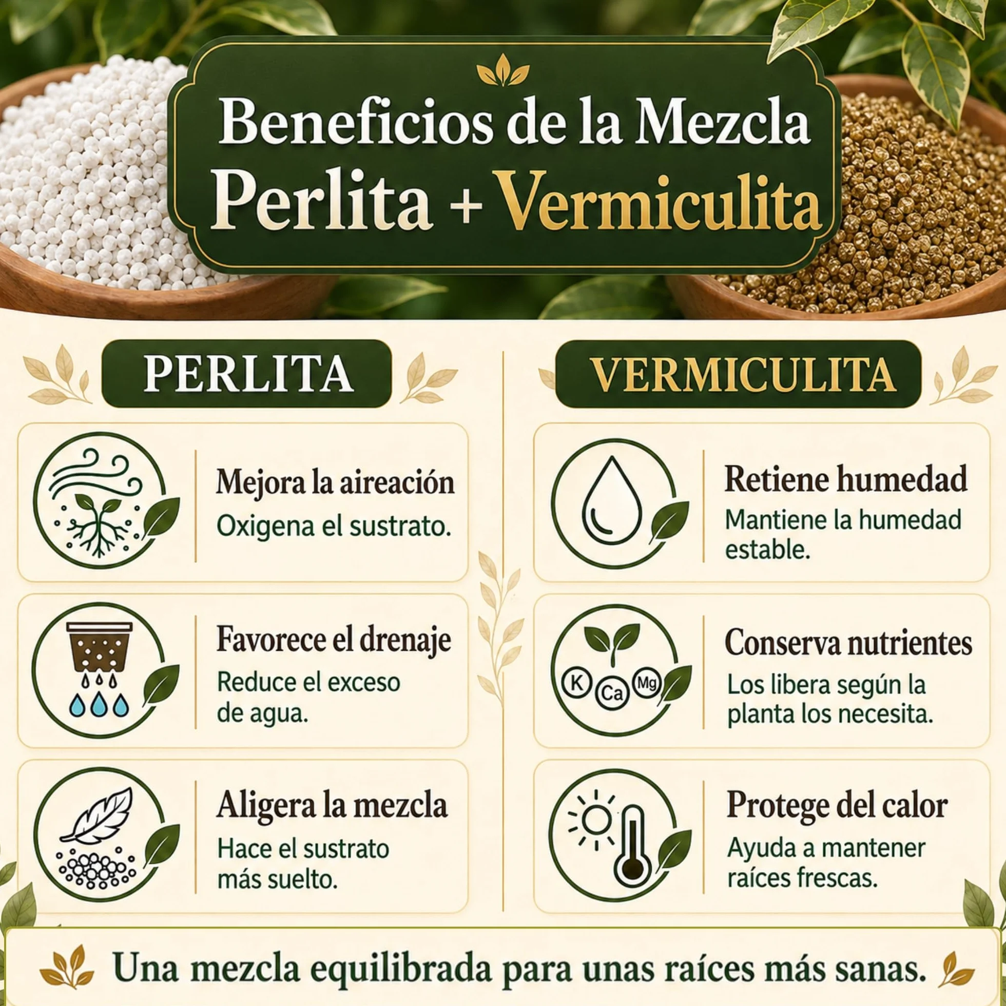 Mezcla Perlita con Vermiculita para Plantas 3L | Sustrato Universal para Suculentas, Orquideas y Macetas