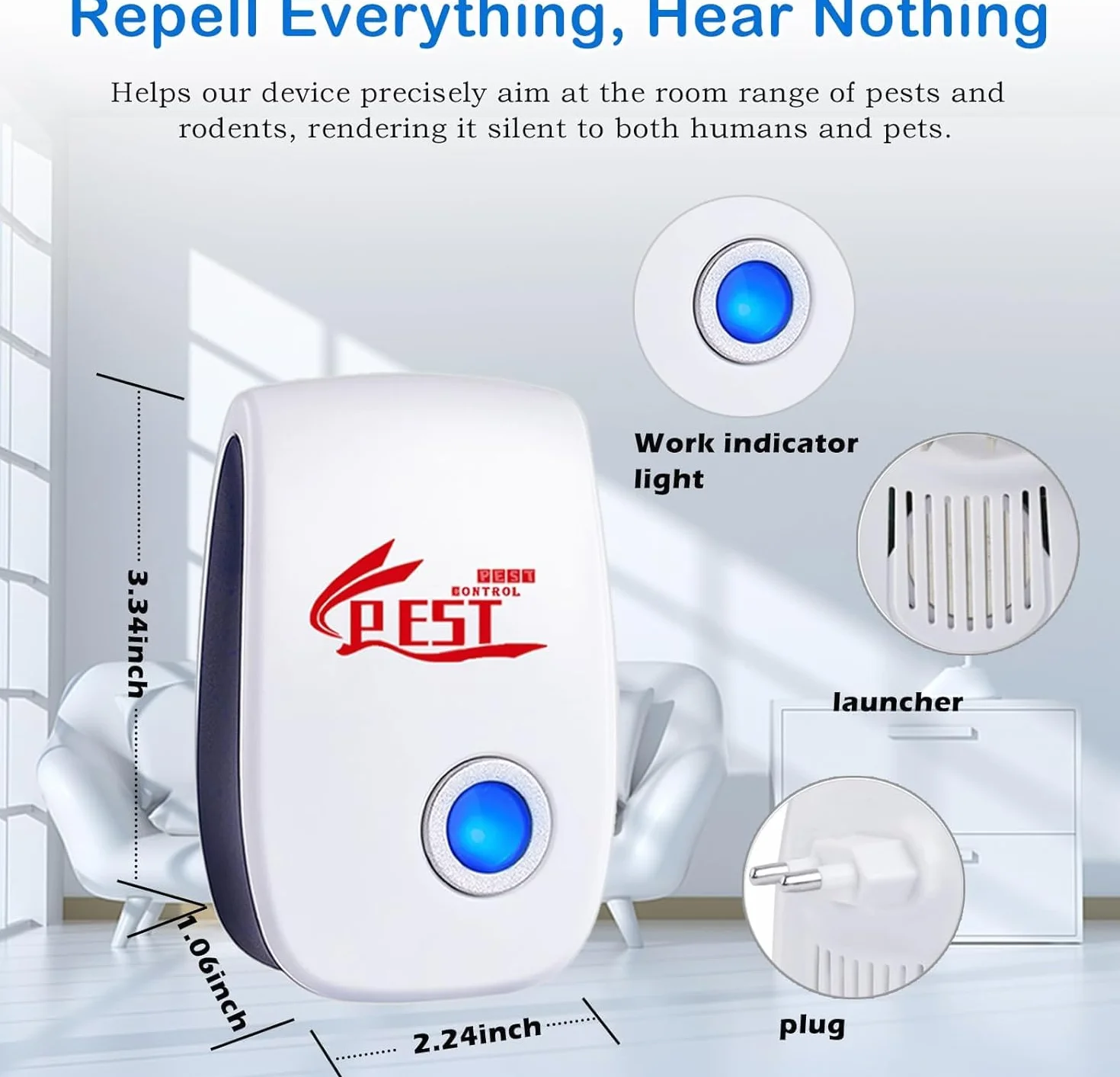 Repelente Ultrasónico de Plagas 6 Pack Electrónico Mosquitos Interiores