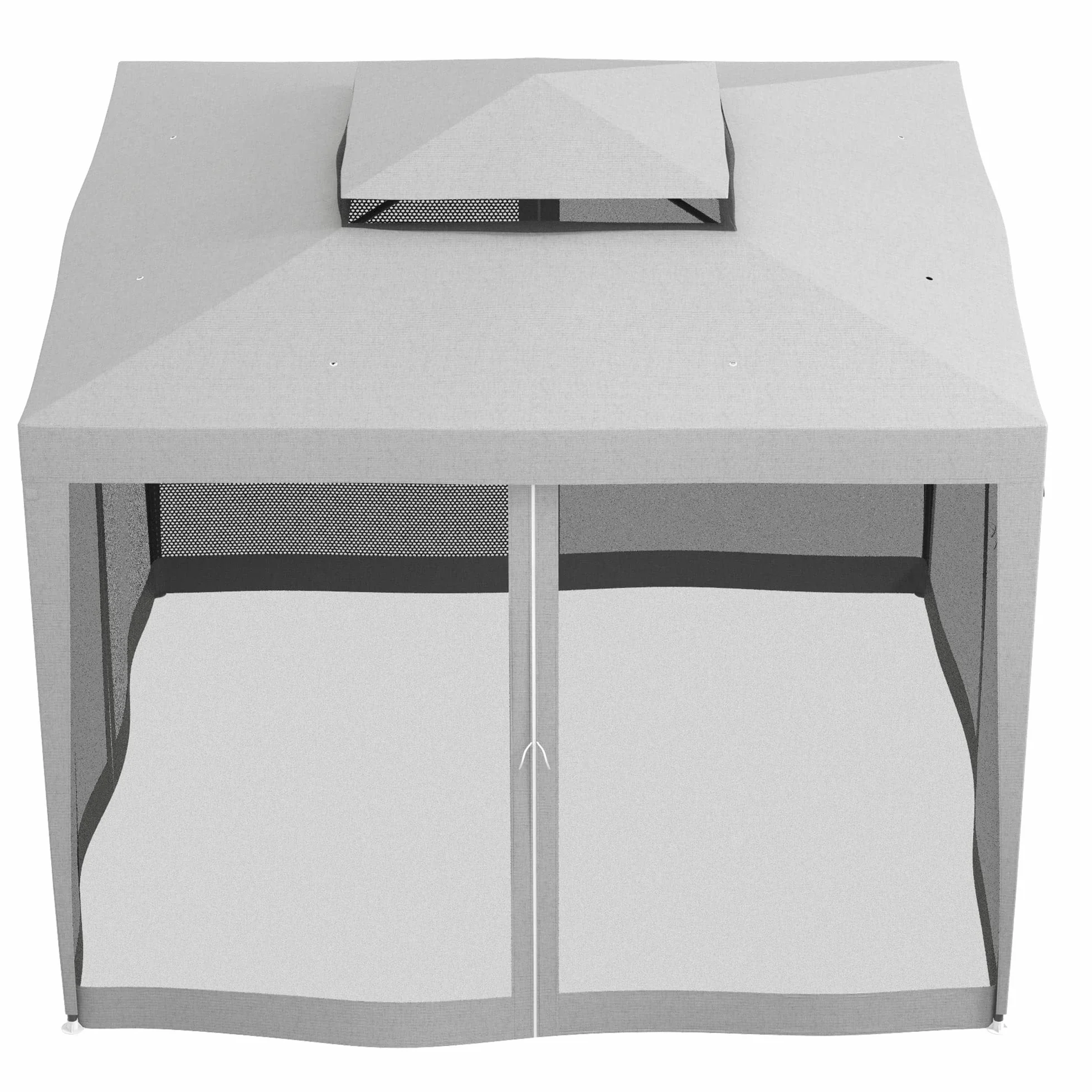 Outsunny Carpa de Jardín 3x3 m Cenador Desmontable de Exterior Gazebo con 4 Mosquiteras Laterales Techo Doble y Marco Metálico Anti-UV Impermeable Pabellón para Terraza Patio Gris