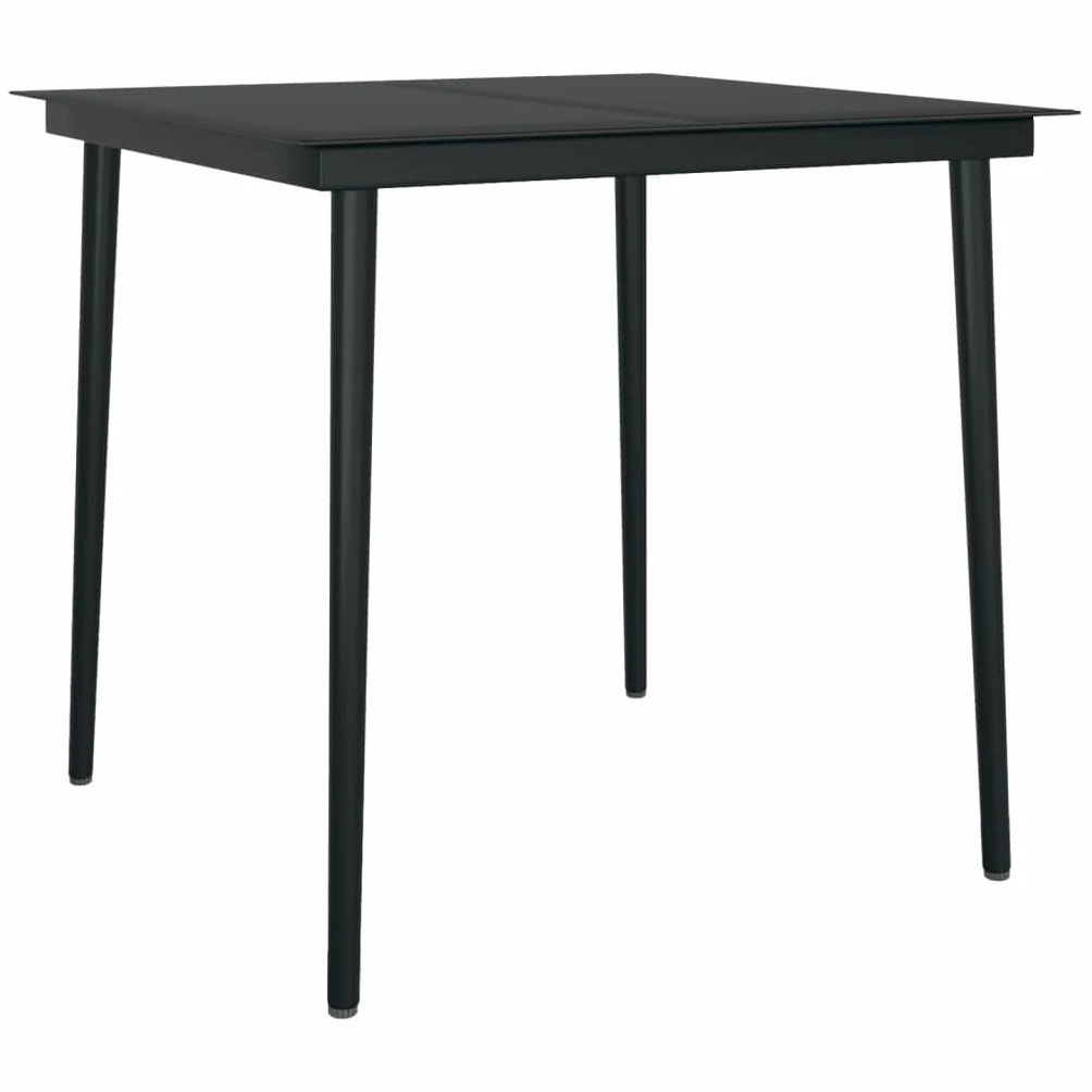 Juego de comedor de jardín de 5 piezas, color gris y negro | Marco de acero con recubrimiento en polvo, ratán PE resistente al agua, placa de cristal de fácil cuidado