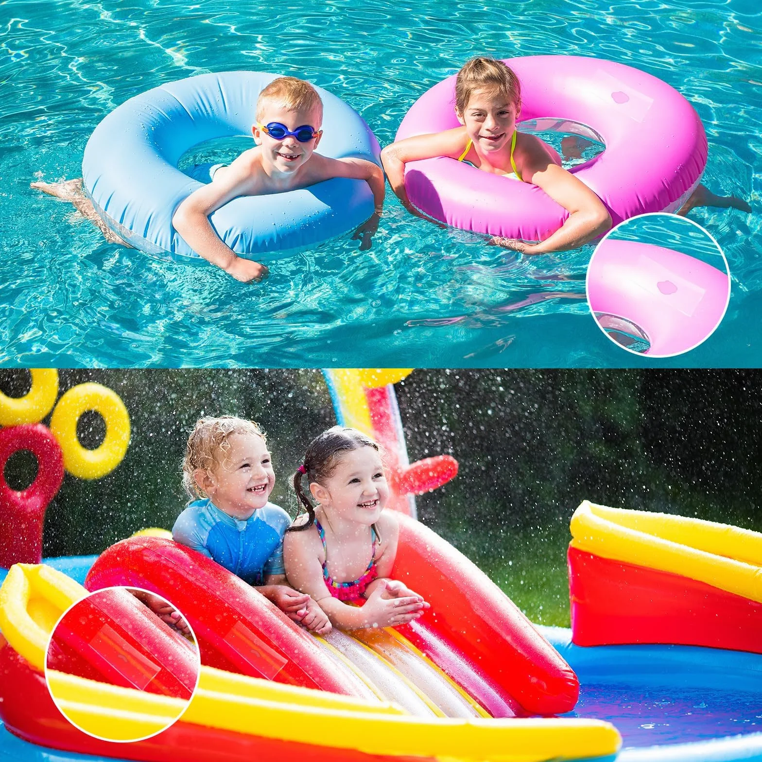 Parches Piscina Bajo Agua Transparente 10x150 cm + Tijera, Parches para Reparar Superficies de Piscina