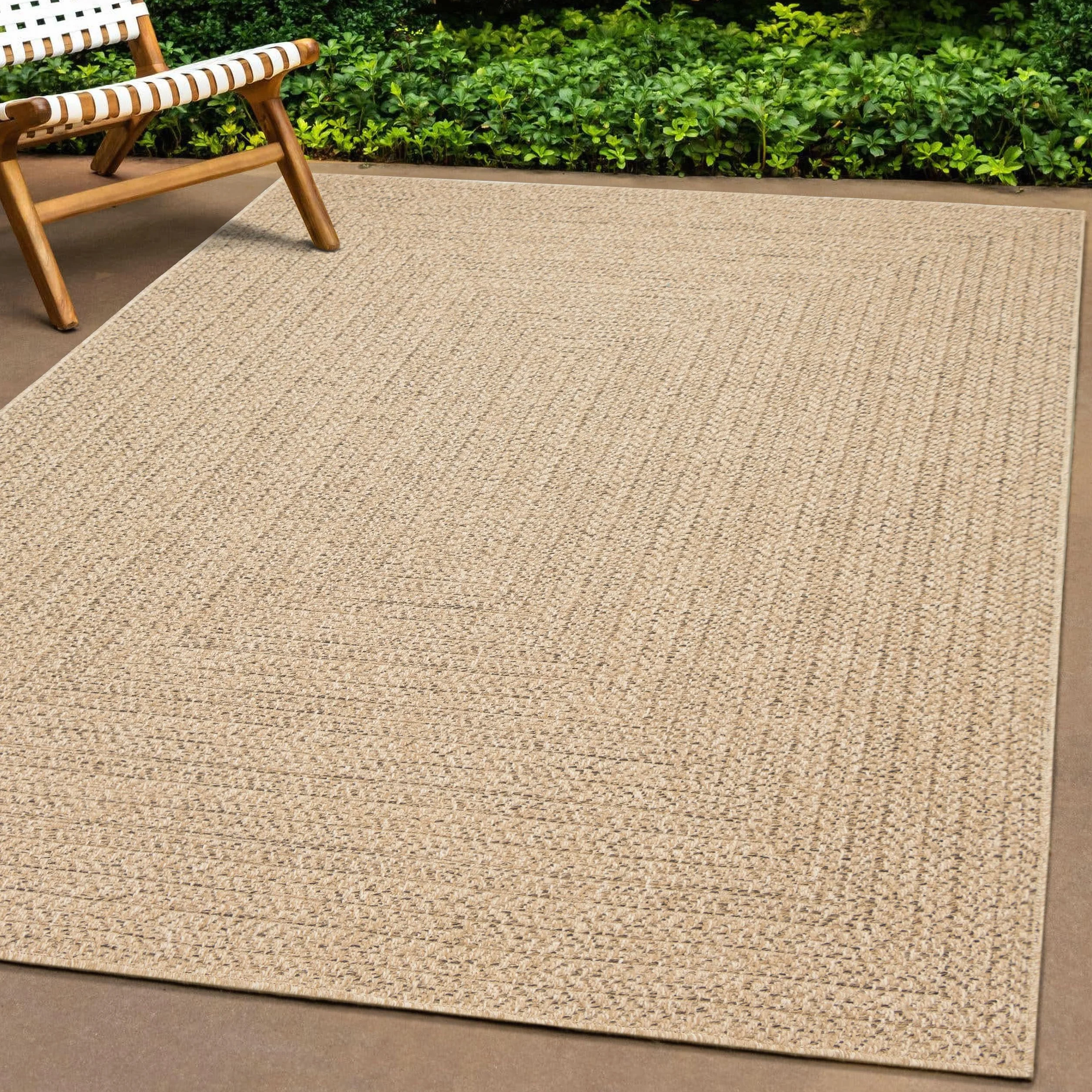 Alfombra Exterior Grande Moderna Resistente Aspecto de Yute 240x340 cm