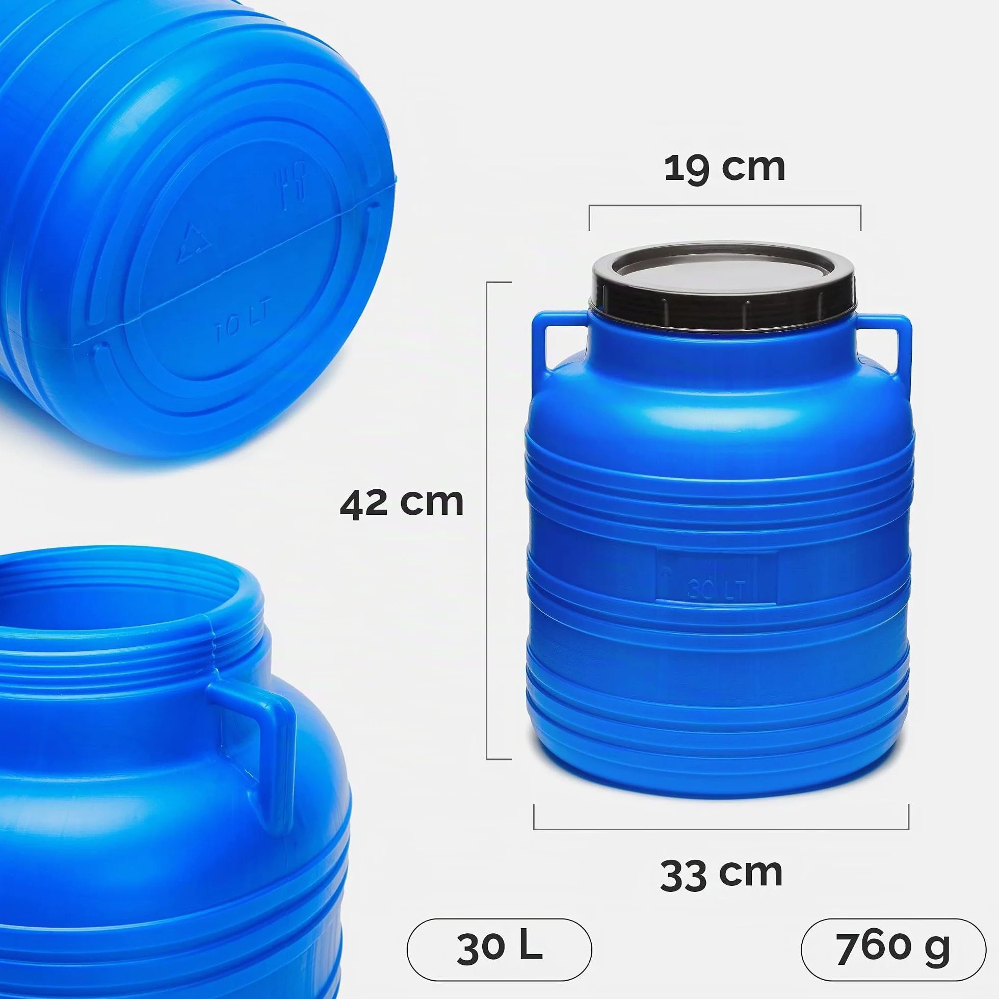 Garronda Barril alimentario 30 litros HDPE sin BPA Set de 2 Piezas