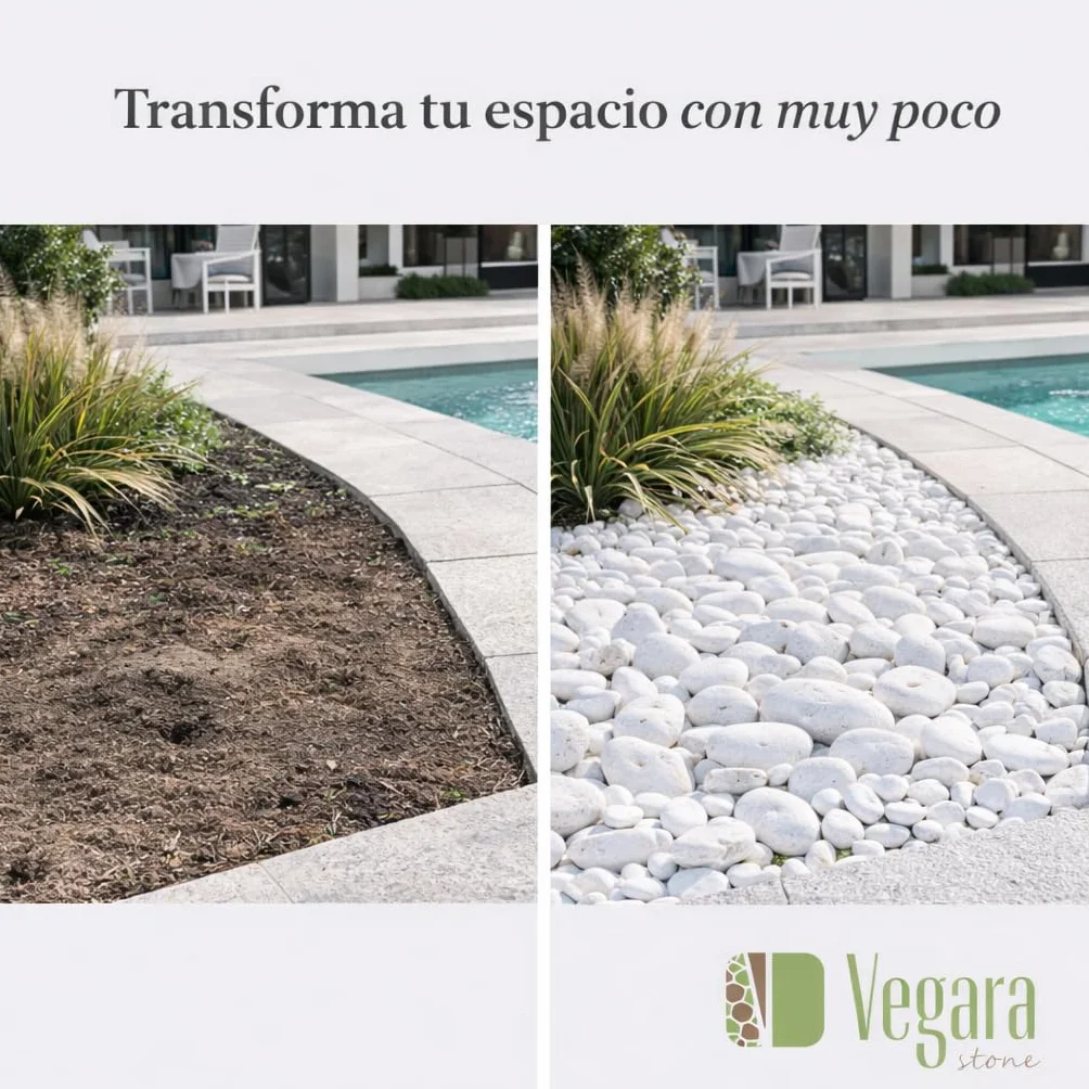 Vegara Stone Piedra Jardín Decoración Canto Rodado Blanco Puro 2-4 cm 25 kg