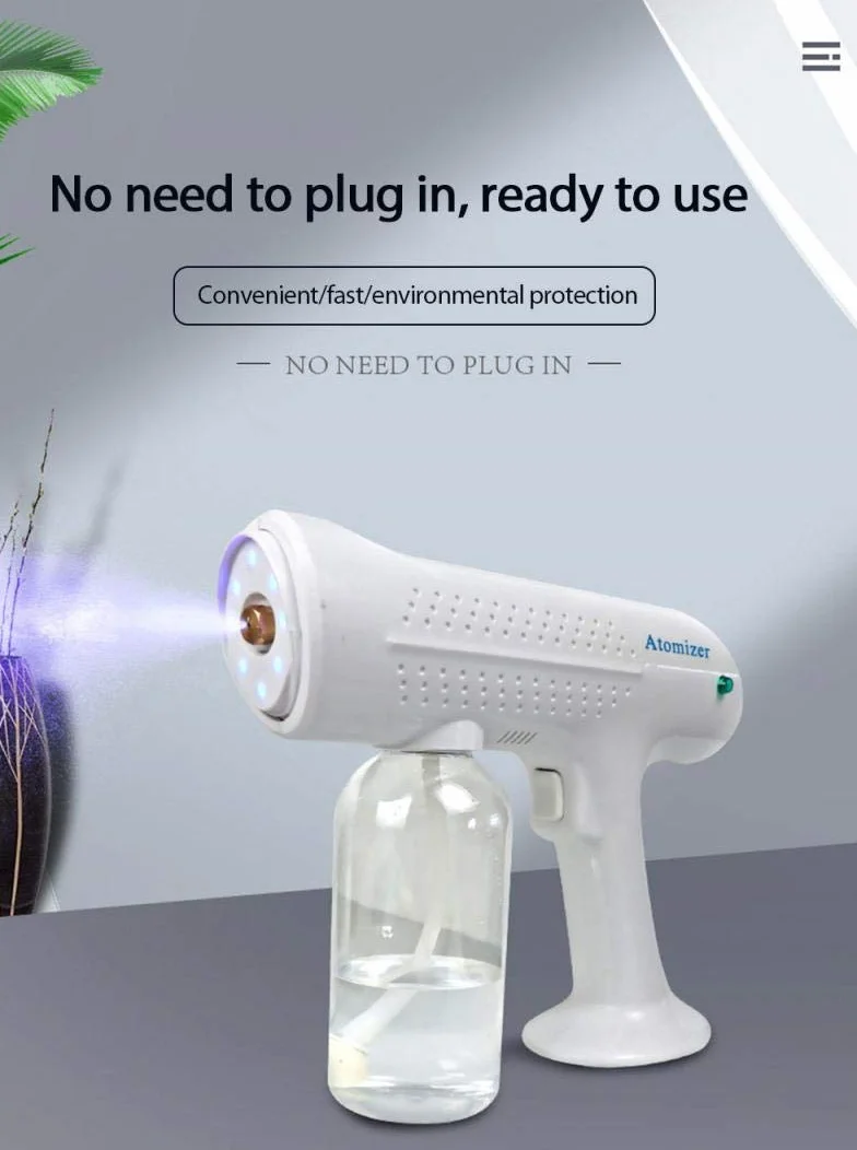 Máquina nebulizadora inalámbrica, pulverizador desinfectante Máquina atomizadora Desinfección portátil azul Vapor Eléctrico Nebulizador portátil Batería para el hogar Pistola pulverizadora Recargable