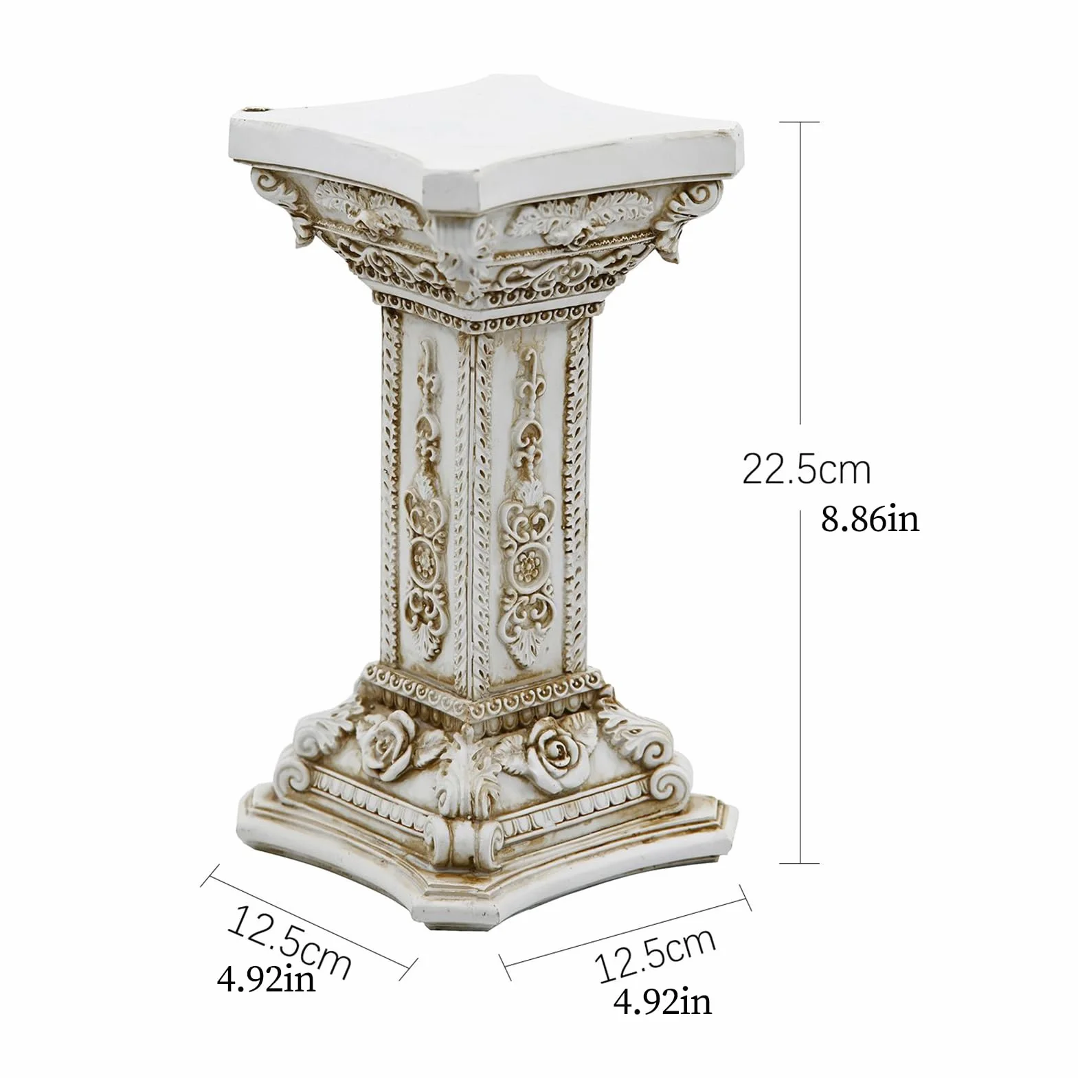Columna Griega Decoración Pedestal con Tallado Floral para Jardín