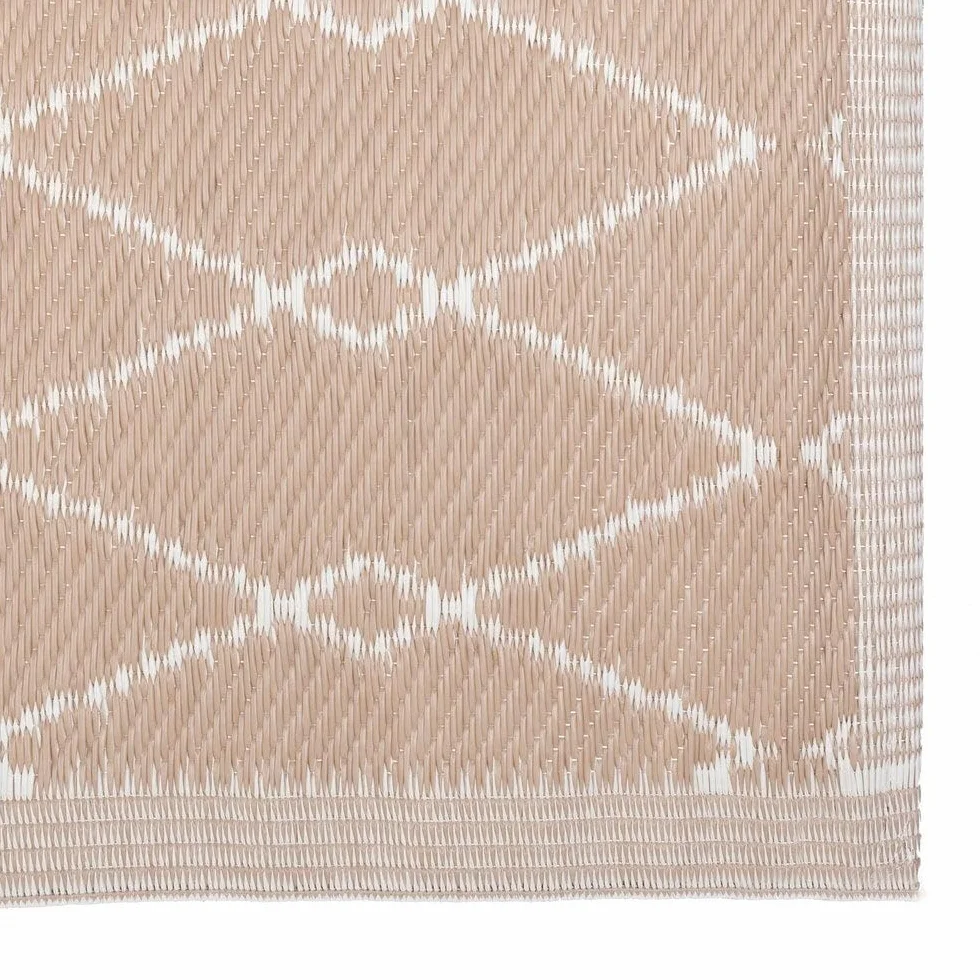 LOLAhome Alfombra jardín Rombos Zante Polipropileno Trenzado Beige 90x150 cm