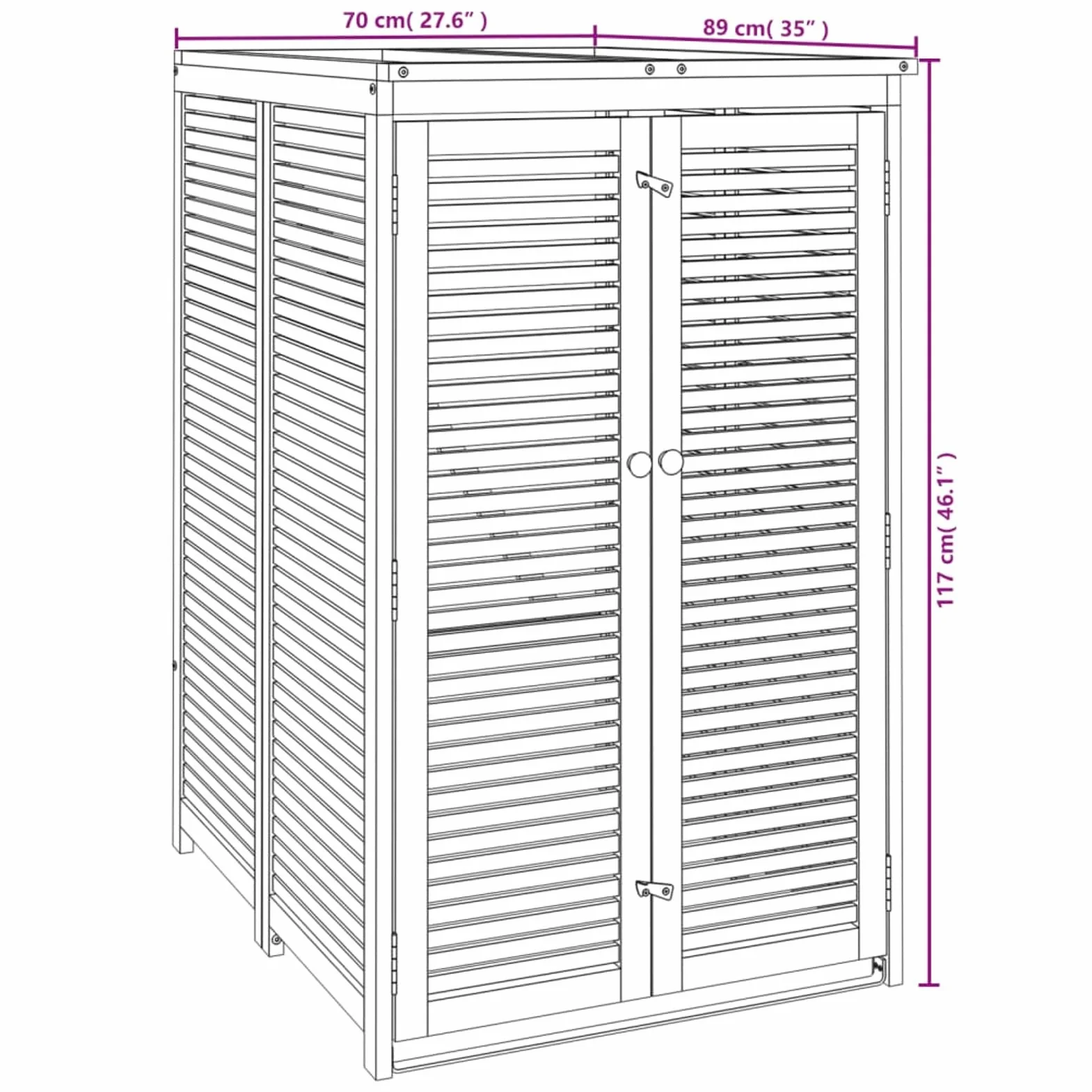 Festnight Cobertizo Contenedor Basura 70 x 89 x 117 cm Madera Jardín Tapa Abatible Cerradura