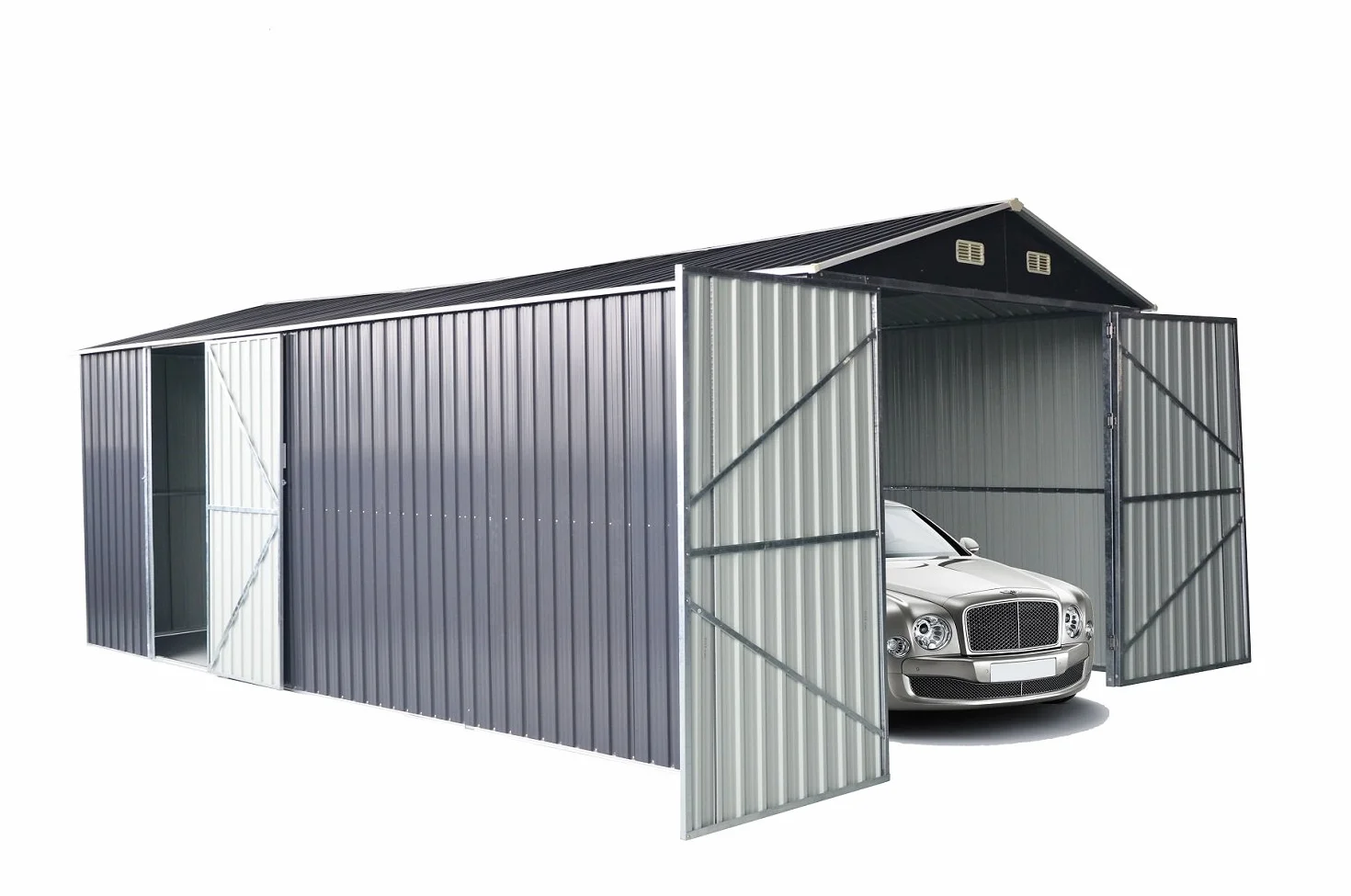 Cobertizo galvanizado antracita 500x300x232 cm almacén garaje
