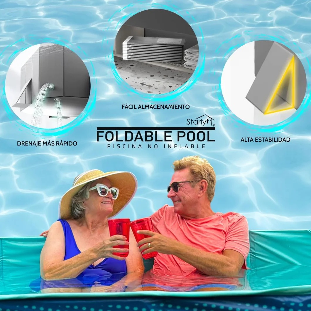Piscina Plegable 180x110x50cm para Niños y Adultos Portátil Desmontable