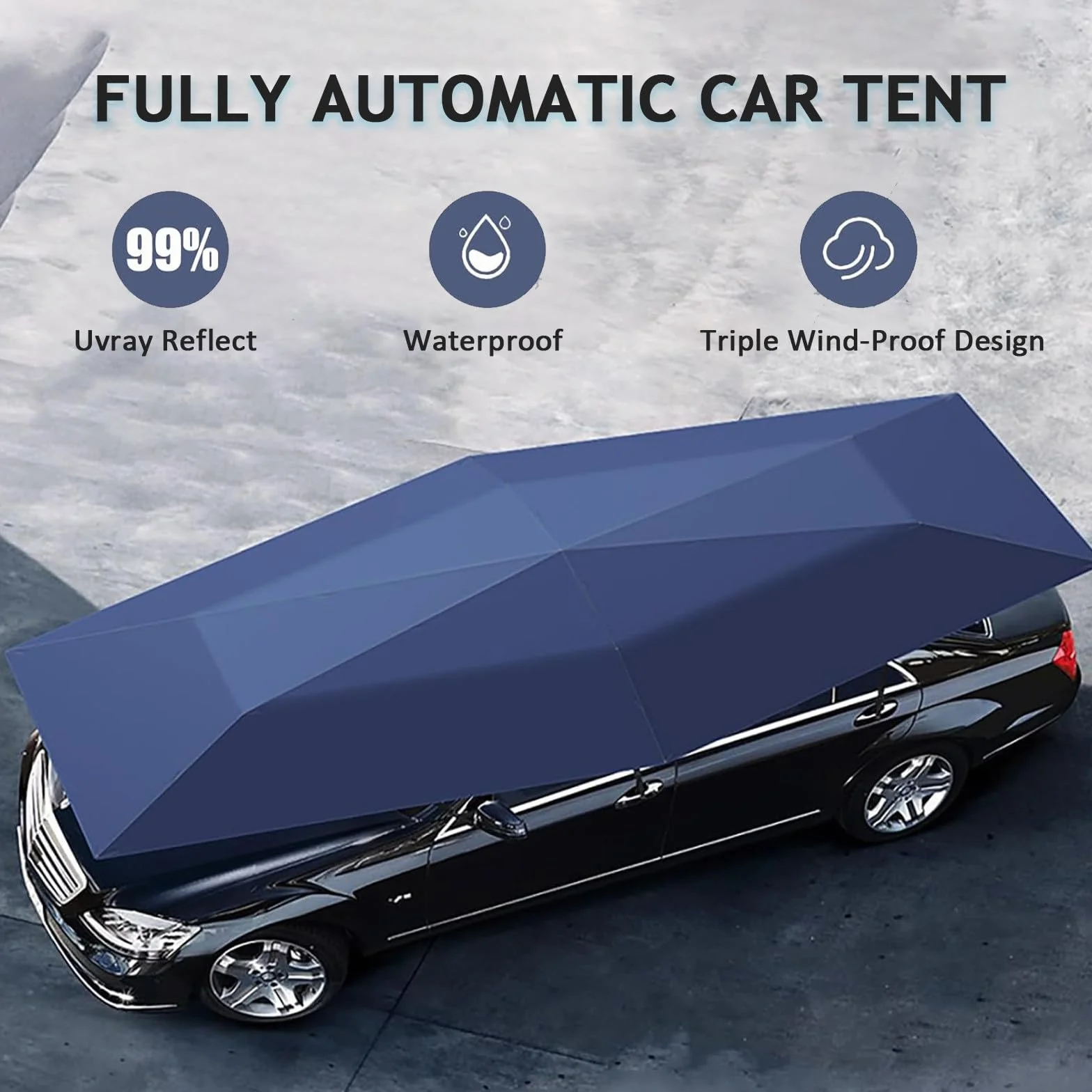 Cochera automática móvil con control remoto, toldo plegable portátil para proteger vehículo, Navy Blue 5.2m