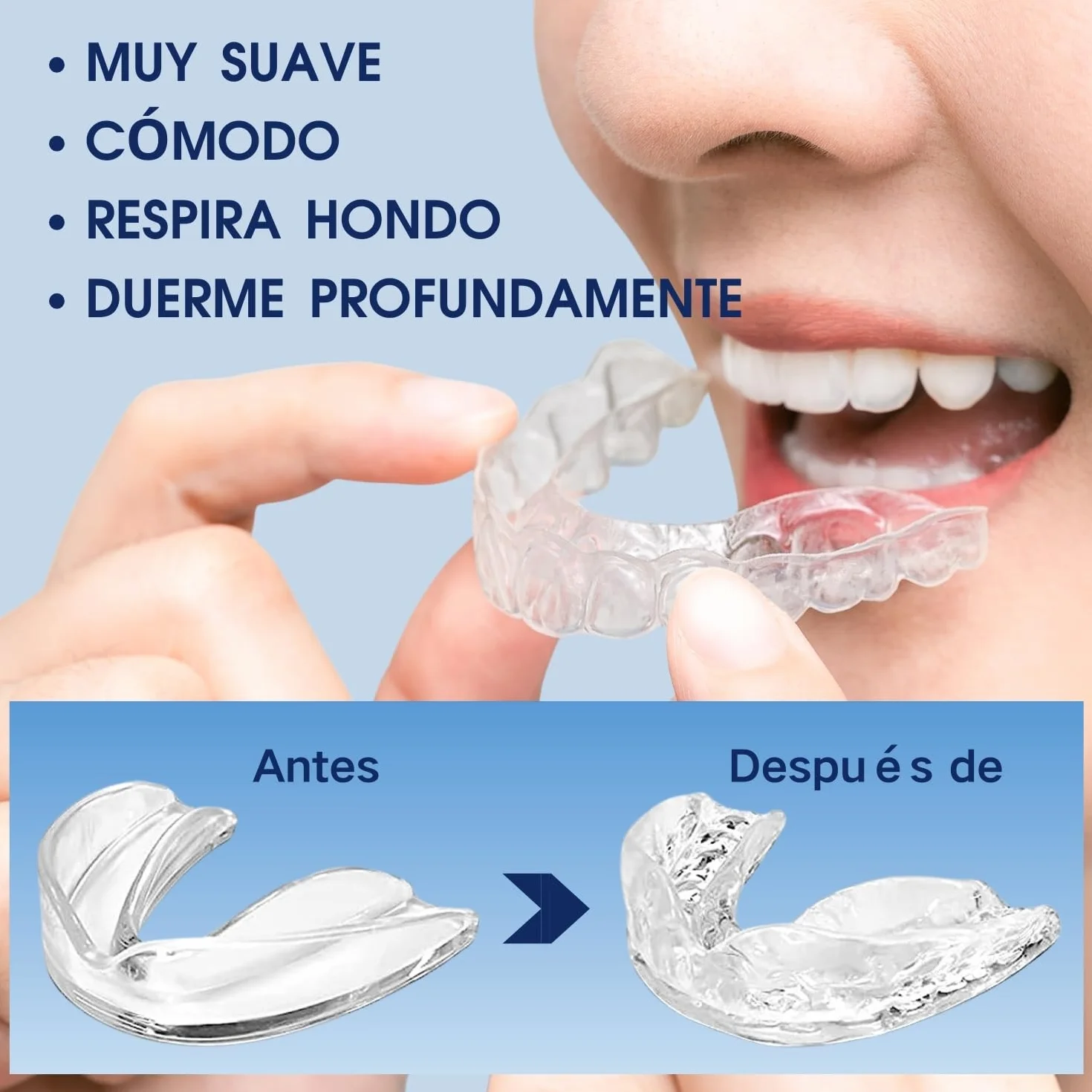 Ferula Descarga Bruxismo 4 Piezas 2 Tamaños, Protector Bucal para Dormir, Antironquidos