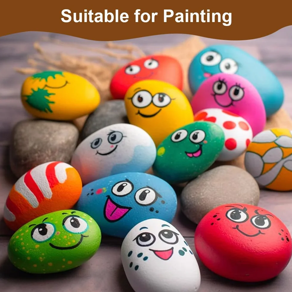 Piedras para Pintar de Roca, 50 Piezas, 1-3cm y 3-5cm, Guijarros de Playa, Manualidades, Decoración de Jardín