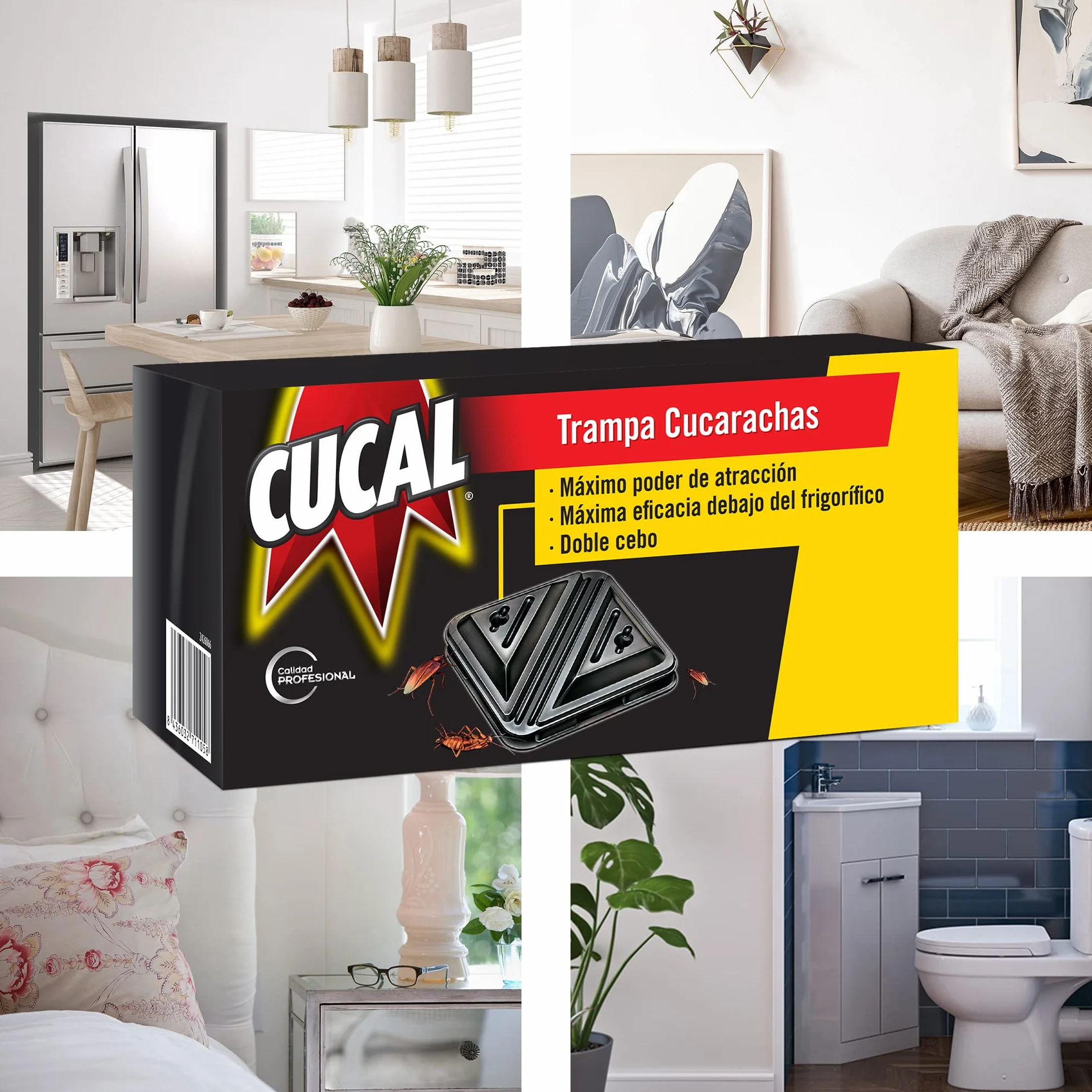 Cucal Insecticida Trampa Cucarachas Doble Cebo, 6 Unidades