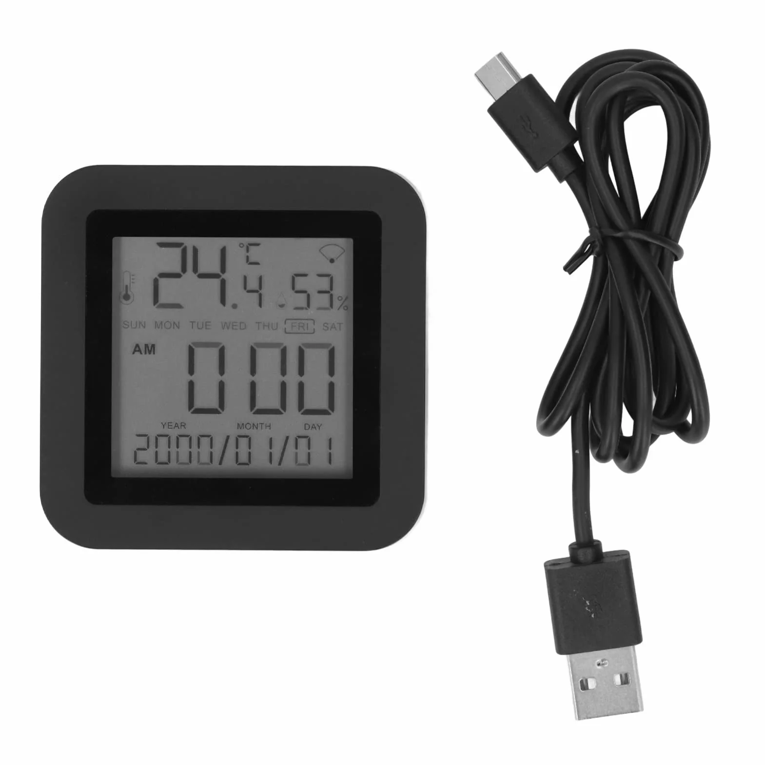 Termómetro higrómetro inteligente WIFI con control remoto por infrarrojos y pantalla LCD, medidor de temperatura y humedad compatible con Smart Life y Tuya APP, DC 5V, 2.4GHz WIFI