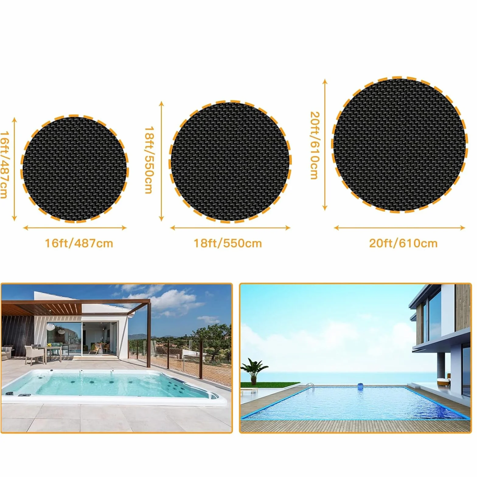 Cubierta Carrete Piscina 420D Oxford Plegable Impermeable Manta Solar Anti-UV Protectora 18FT Gris