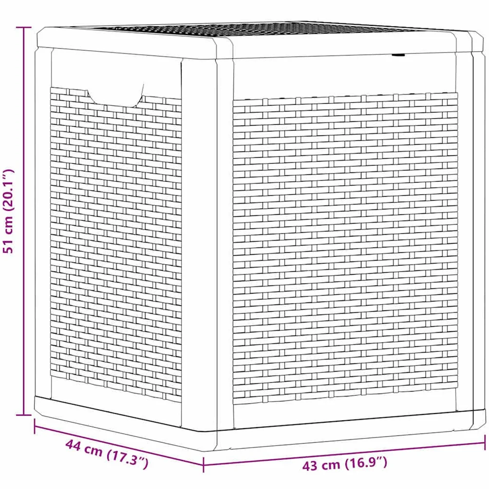 vidaXL Caja de almacenaje para jardín PP Aspecto de ratán Gris 90 L