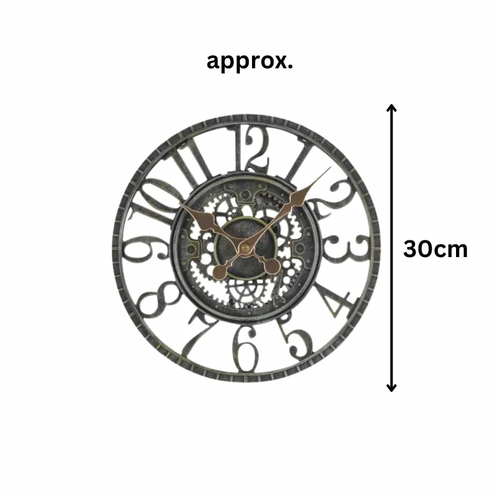 Marco Paul Reloj de pared grande exterior resistente al agua cuarzo pilas redondo retro