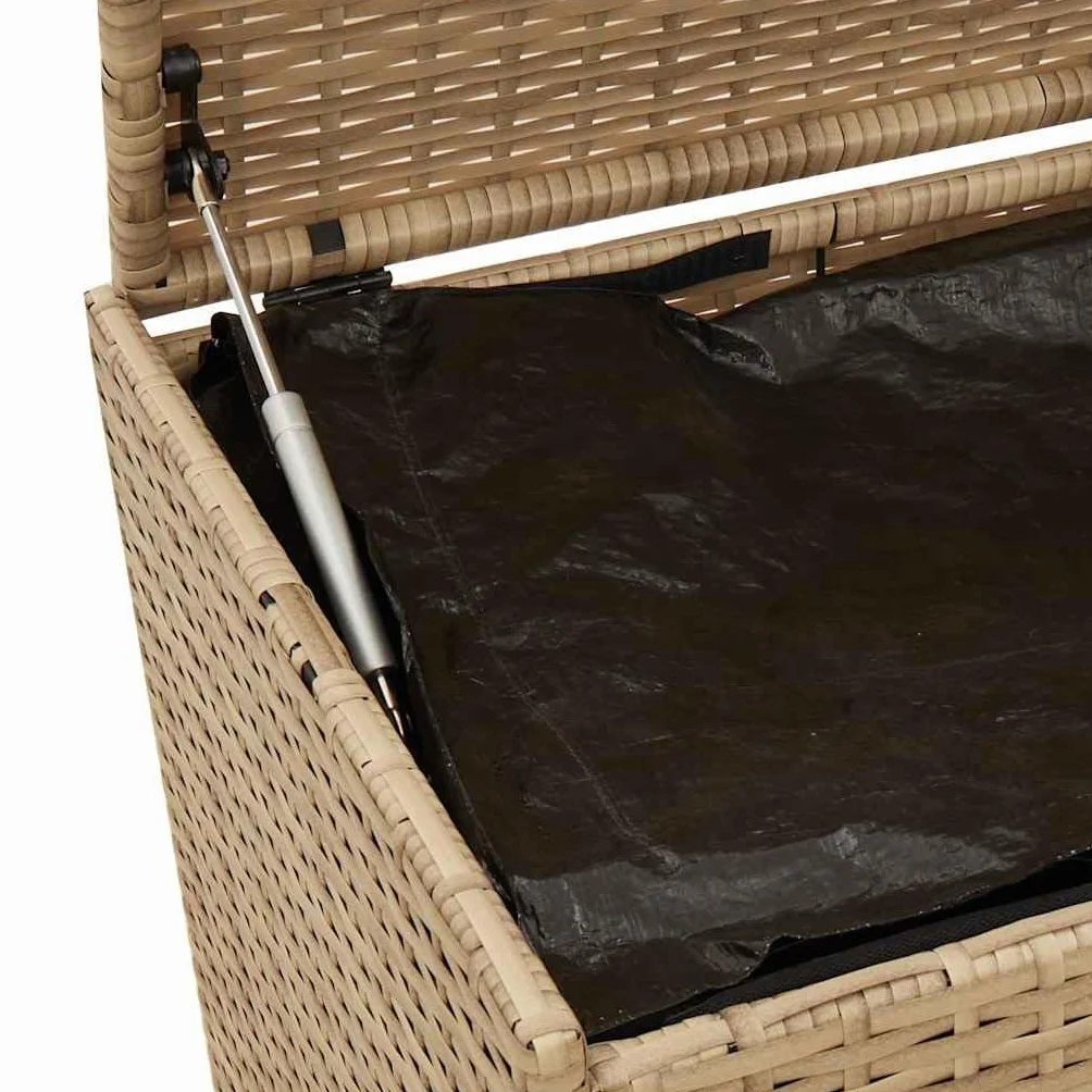 vidaXL Caja de Almacenaje de Jardín con Ruedas 283L Ratán PE Beige Mezcla